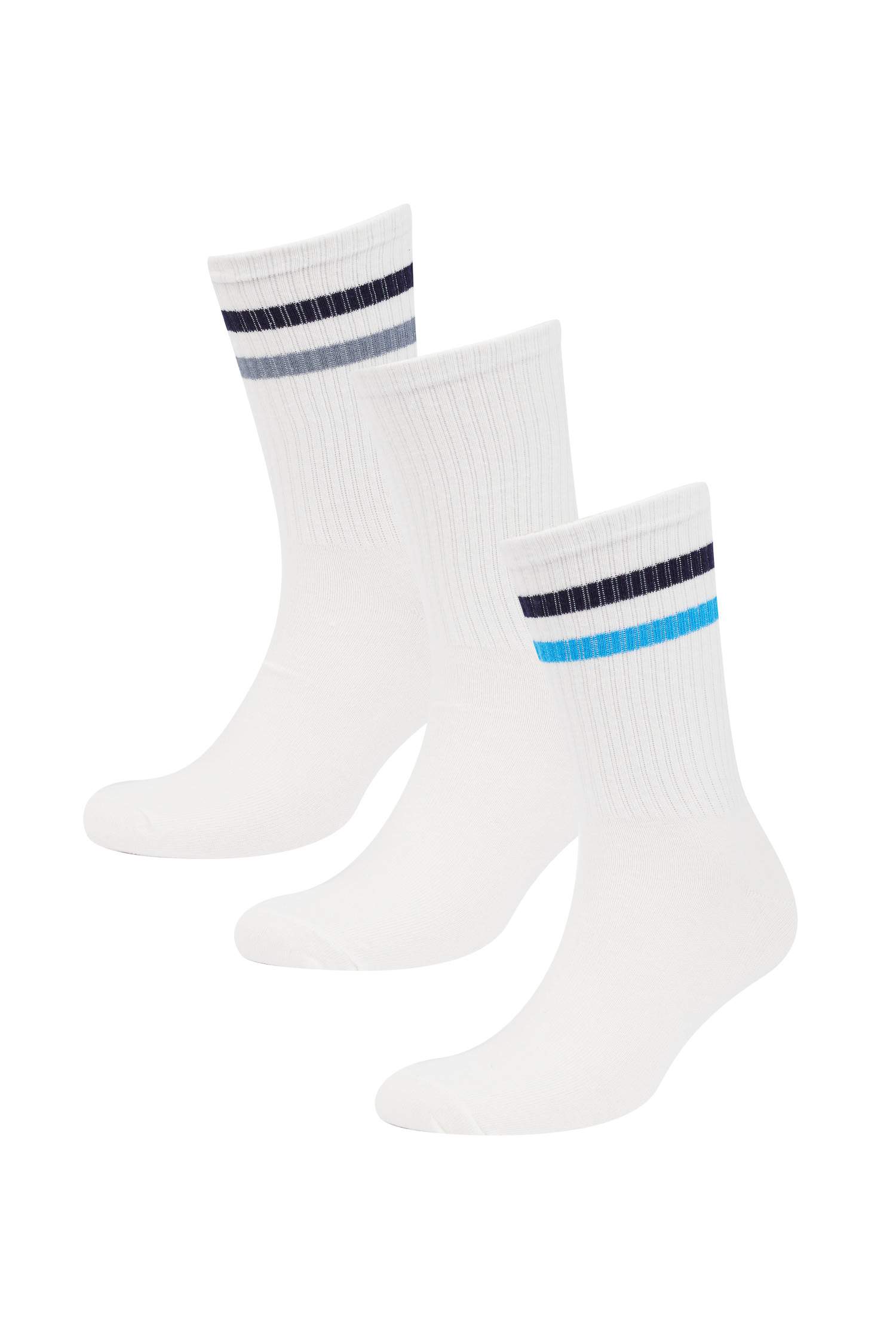 Erkek Rahat Lastikli 3'lü Pamuklu Uzun Çorap