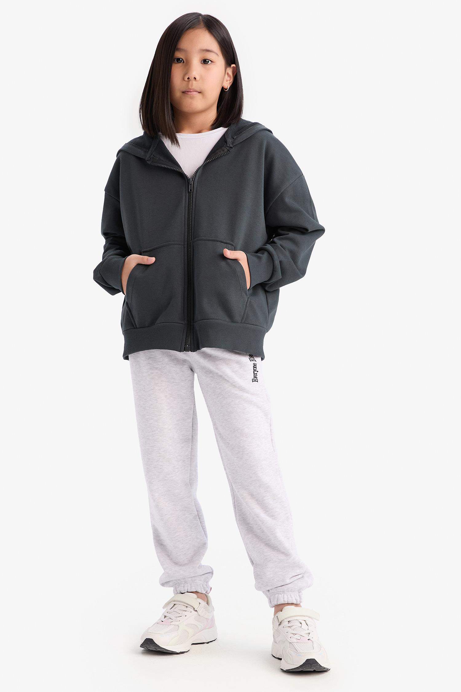 Kız Çocuk Beli Paçası Lastikli Baskılı Jogger Eşofman Altı