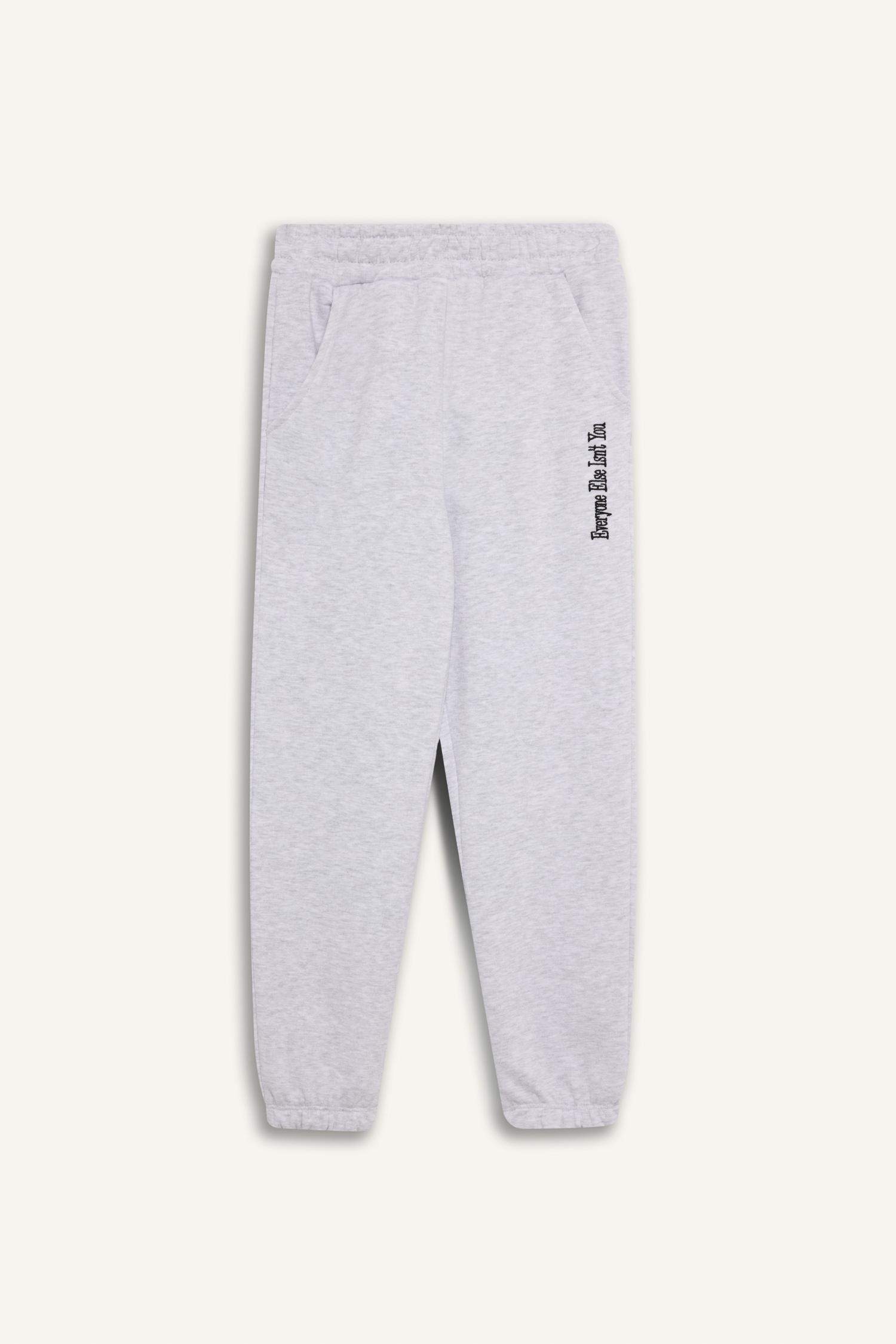 Kız Çocuk Beli Paçası Lastikli Baskılı Jogger Eşofman Altı