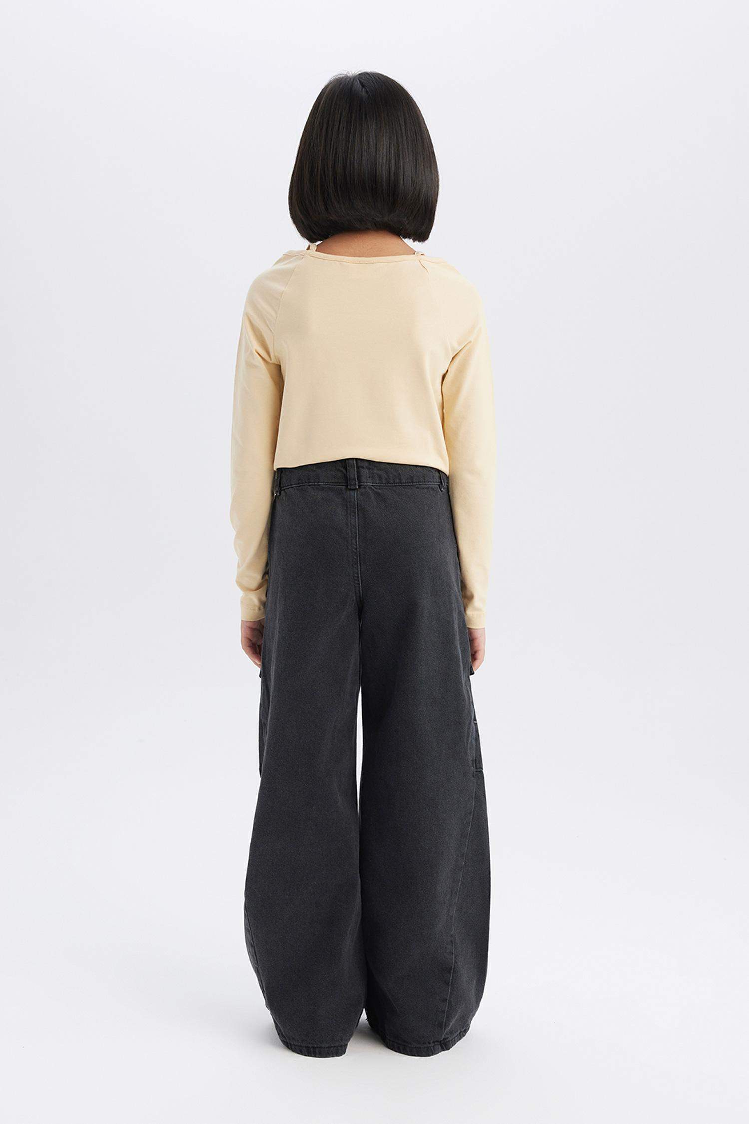 Girl Wide Leg Cotton Cargo Pants