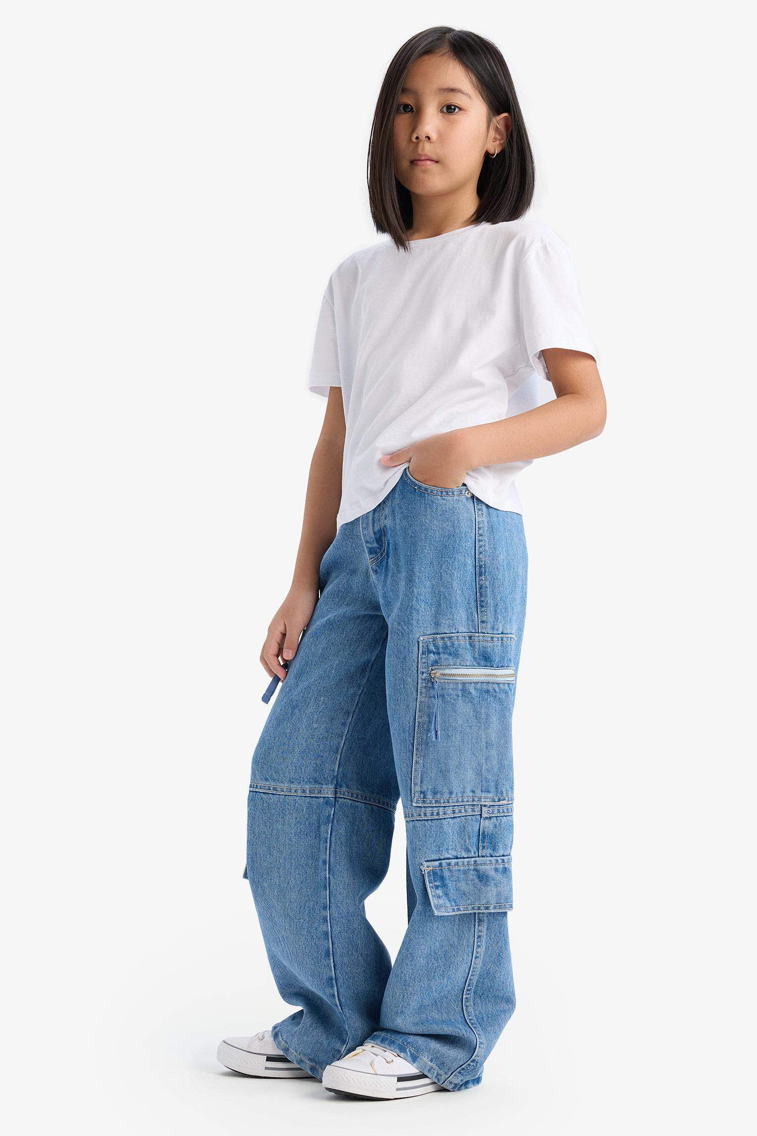 Girl Wide Leg Cargo Jeans