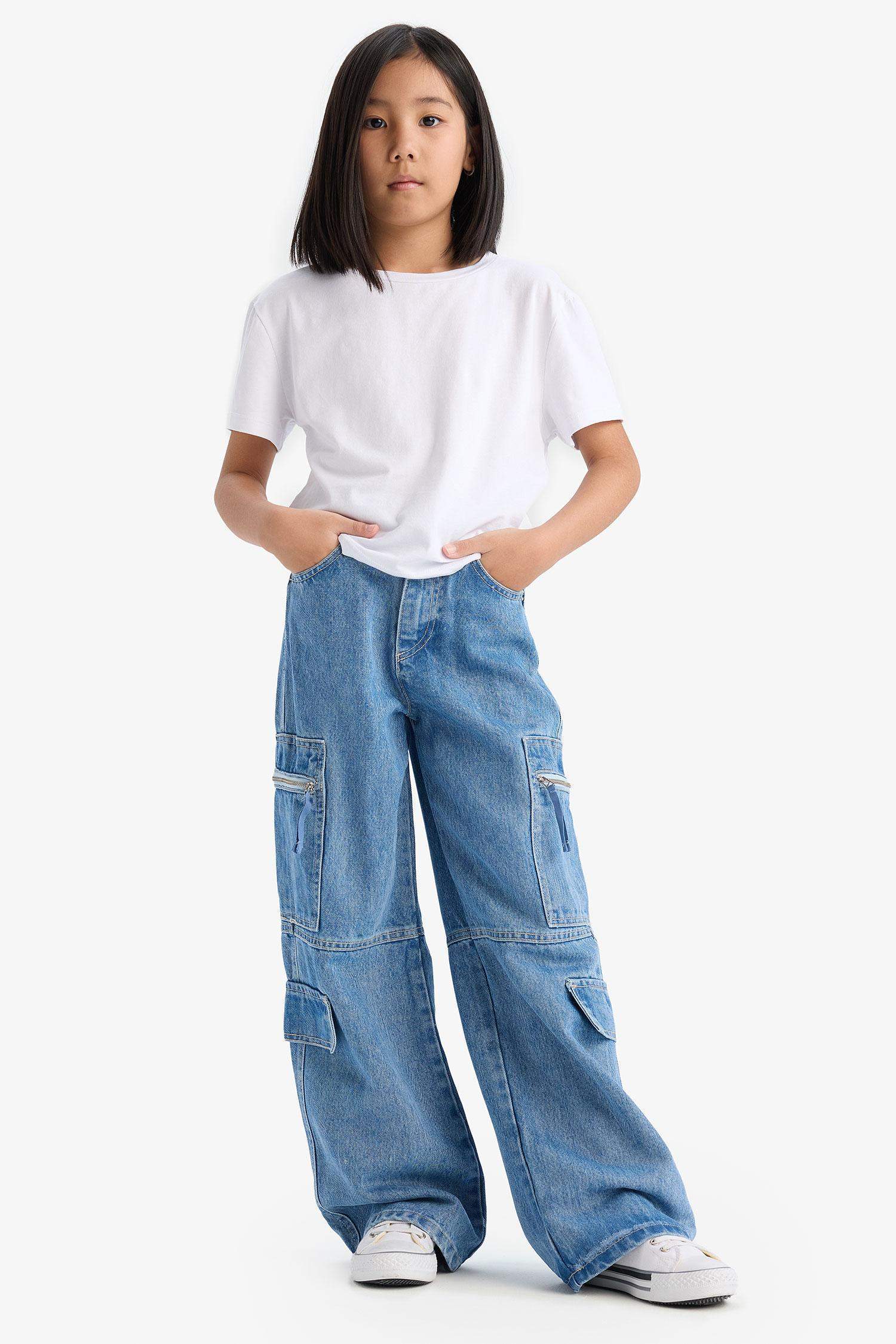 Girl Wide Leg Cargo Jeans