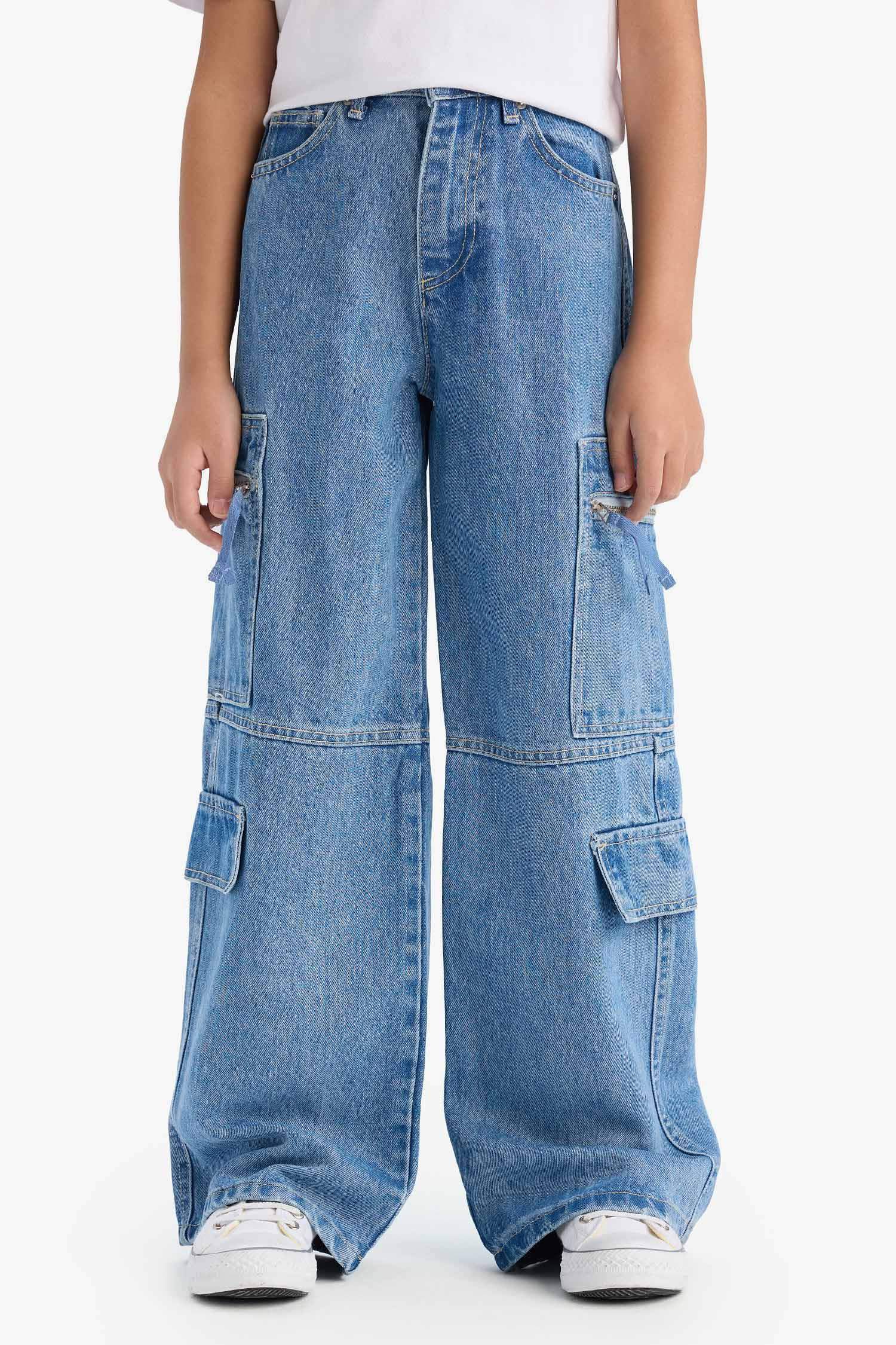 Girl Wide Leg Cargo Jeans