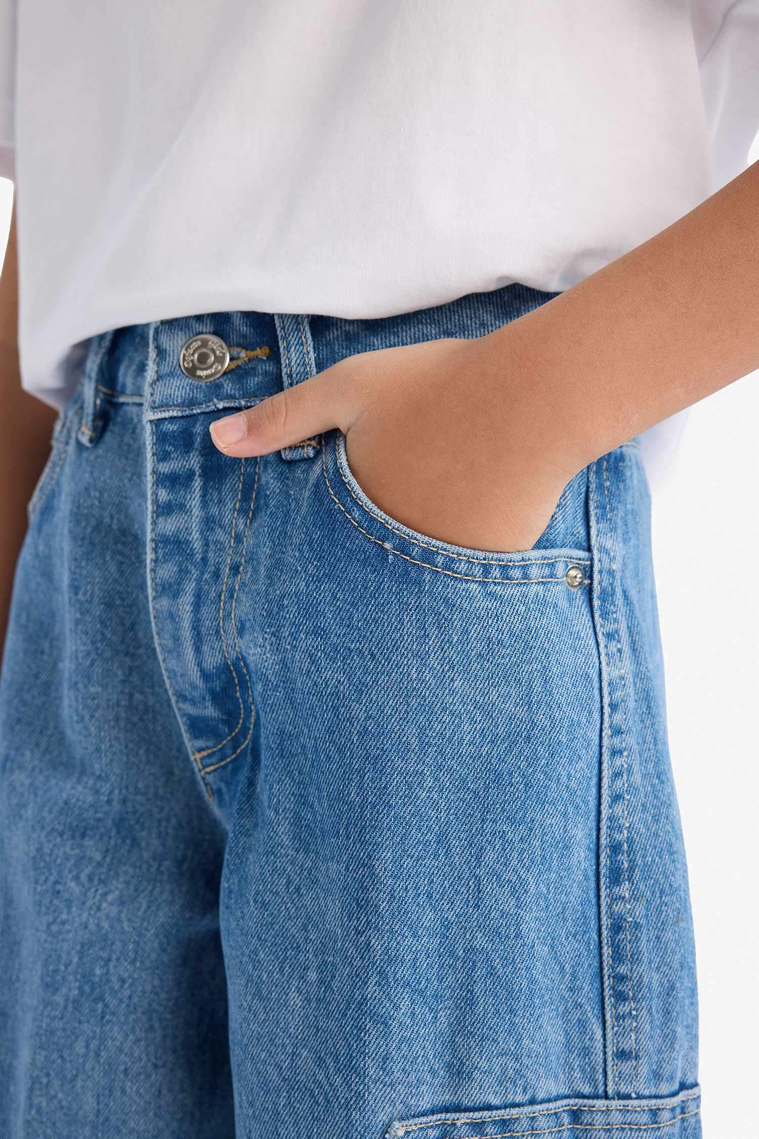 Girl Wide Leg Cargo Jeans