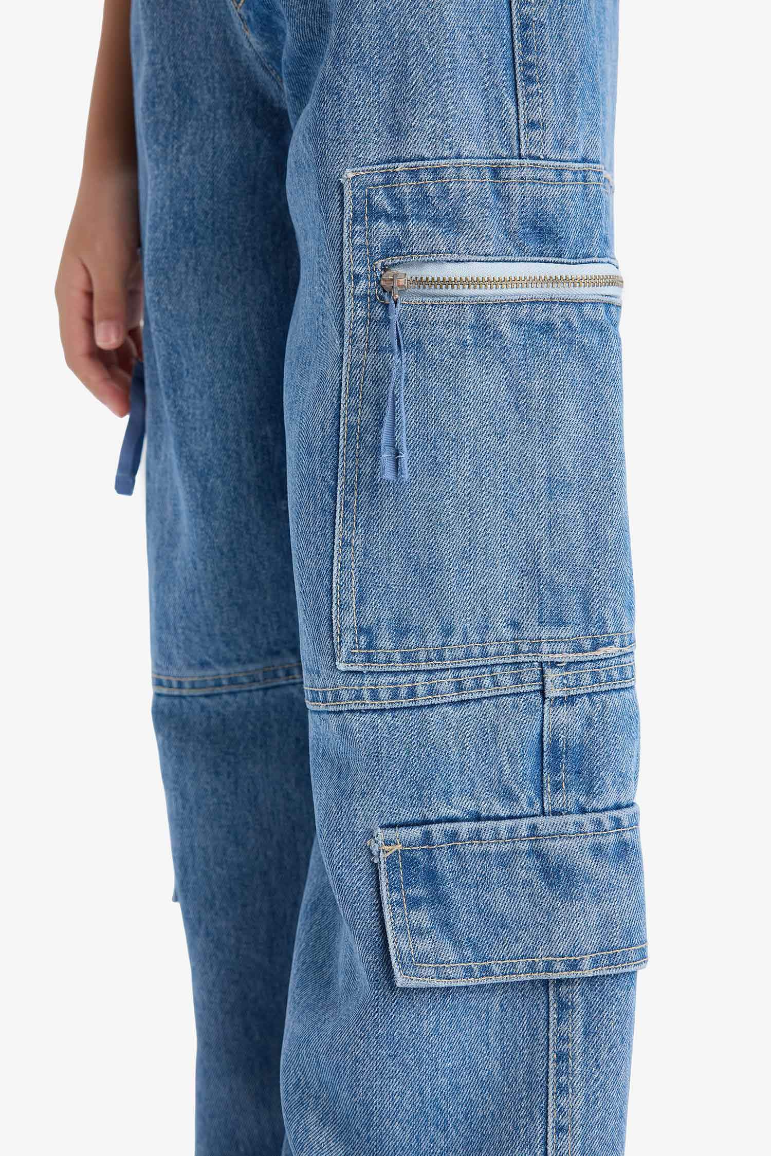 Girl Wide Leg Cargo Jeans