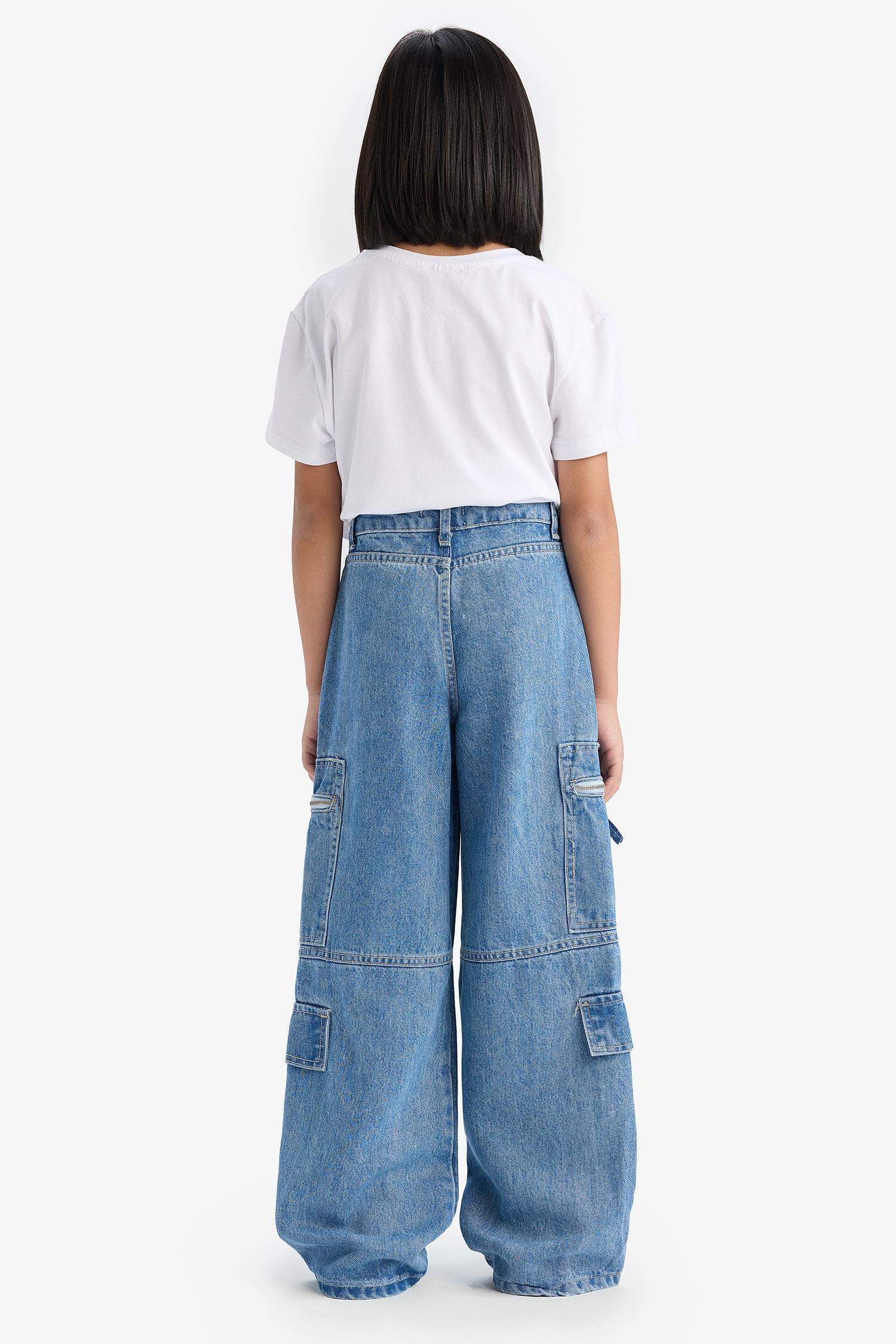 Girl Wide Leg Cargo Jeans