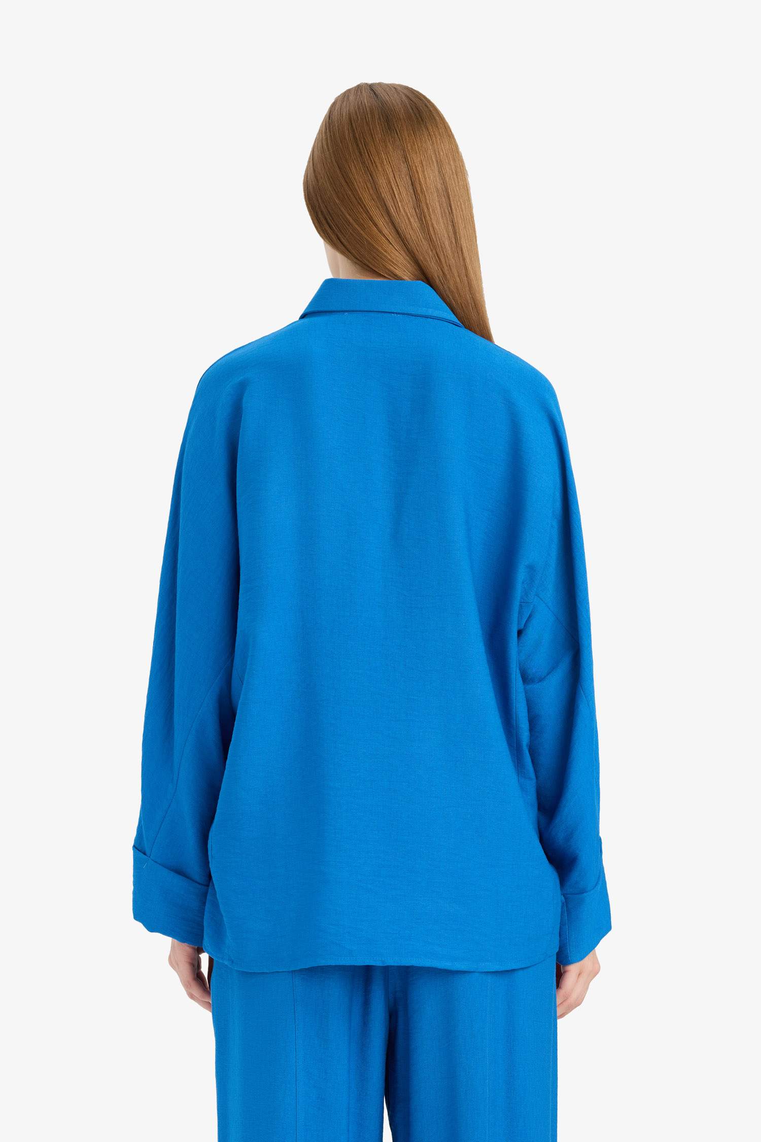 تونيك قميص محجبات بيزك قصة مريحة من مزيج الكتان