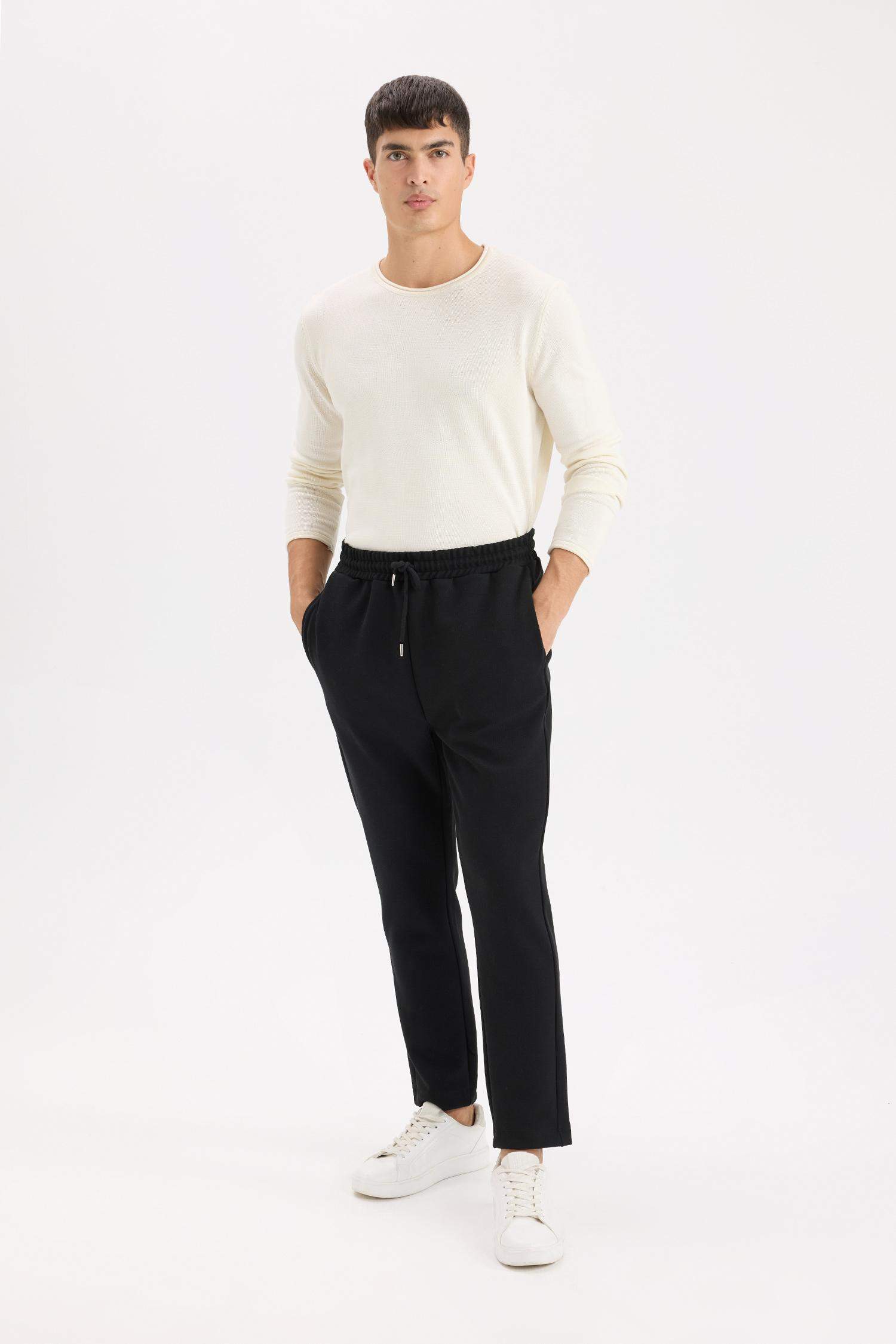 بنطلون سويت بانتس اسود رياضي تويل سليم فيت