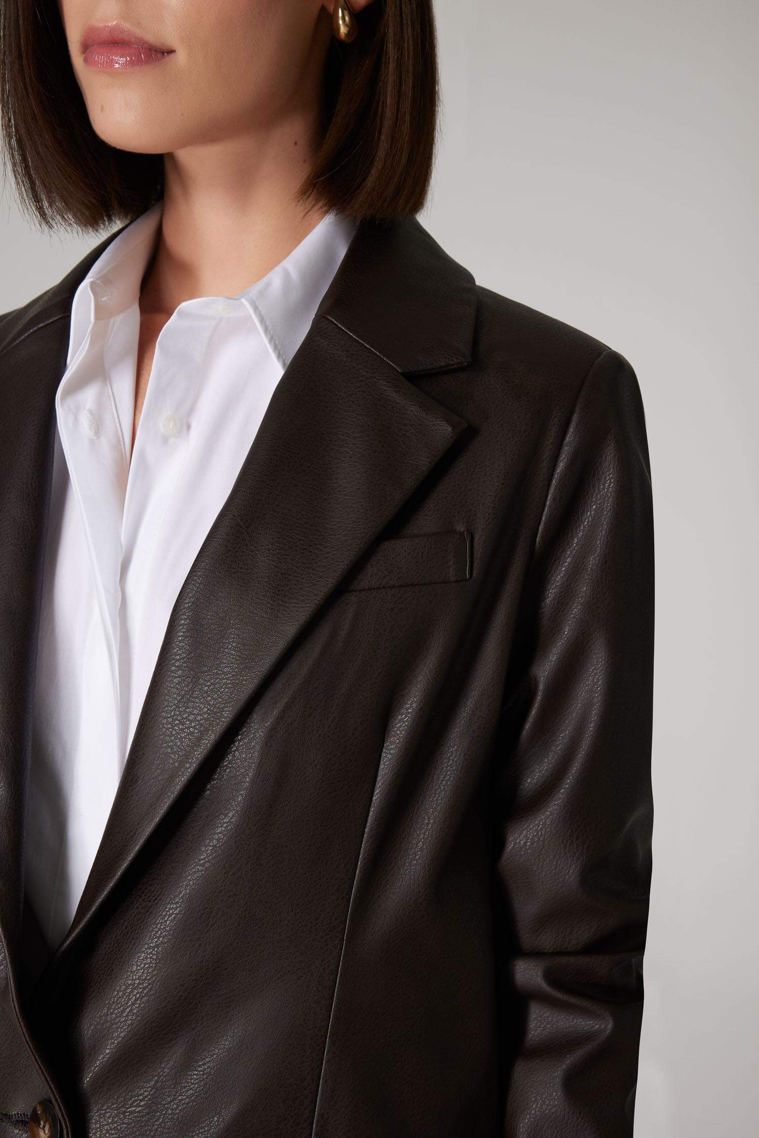 Sorbe x DeFacto Oversize Fit Faux Leather Blazer Jacket