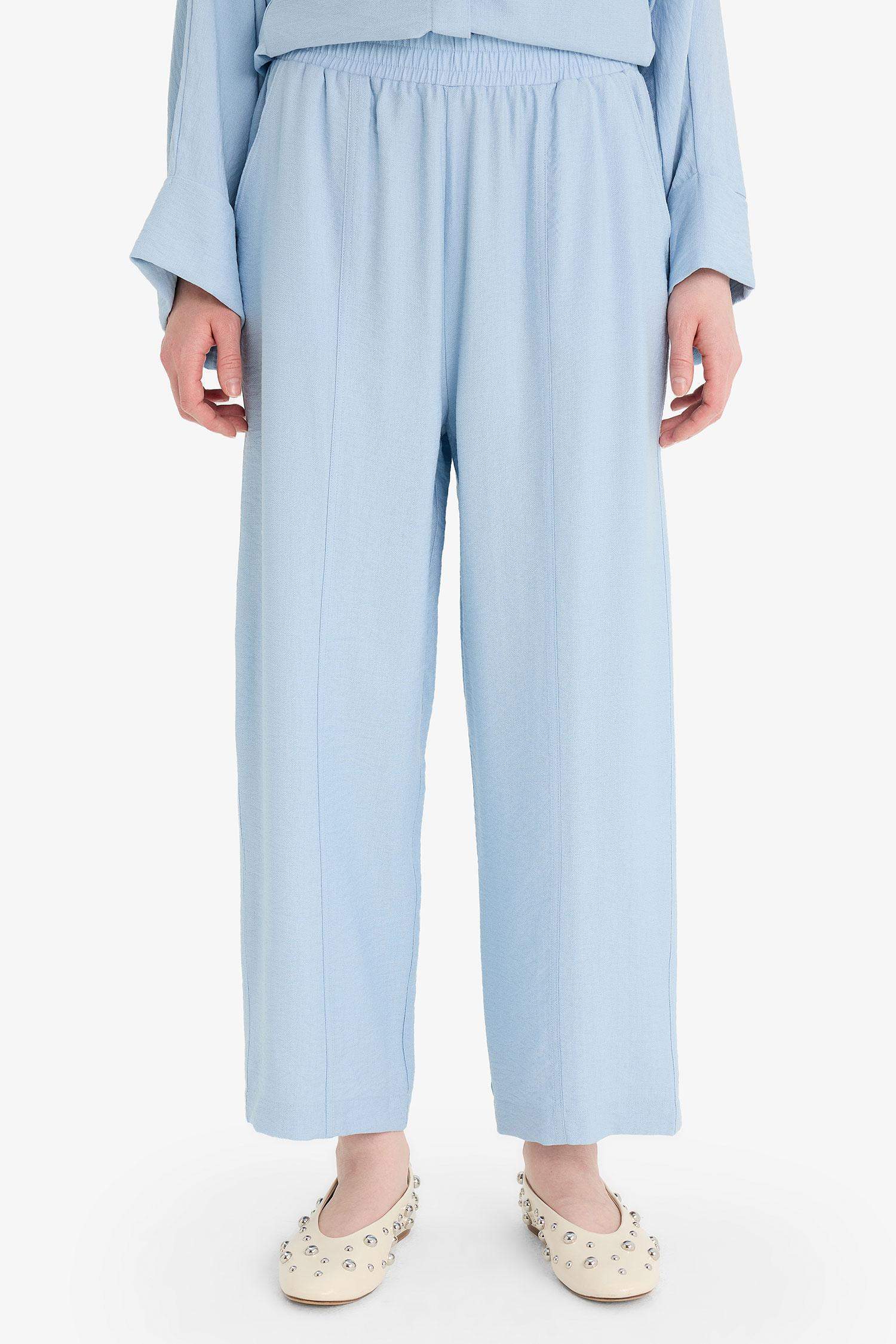 Harem Linen Blend Wide Leg Trousers