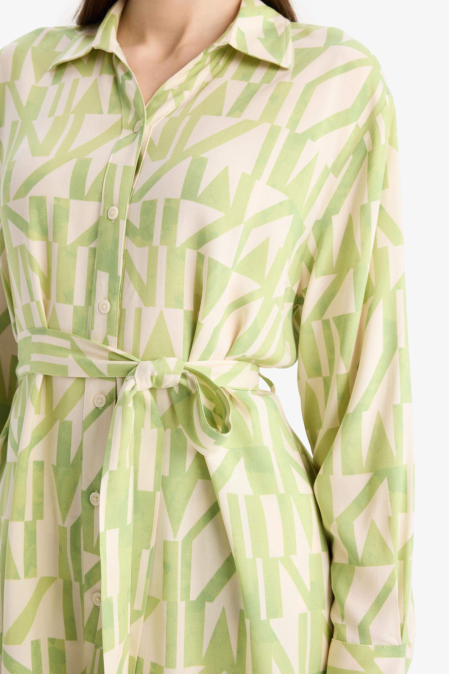 Relax Fit Desenli Viskon Uzun Kollu Tunik