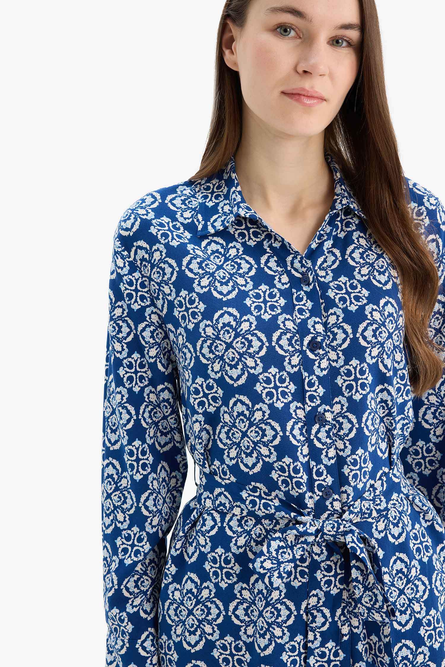 Relax Fit Desenli Viskon Uzun Kollu Tunik