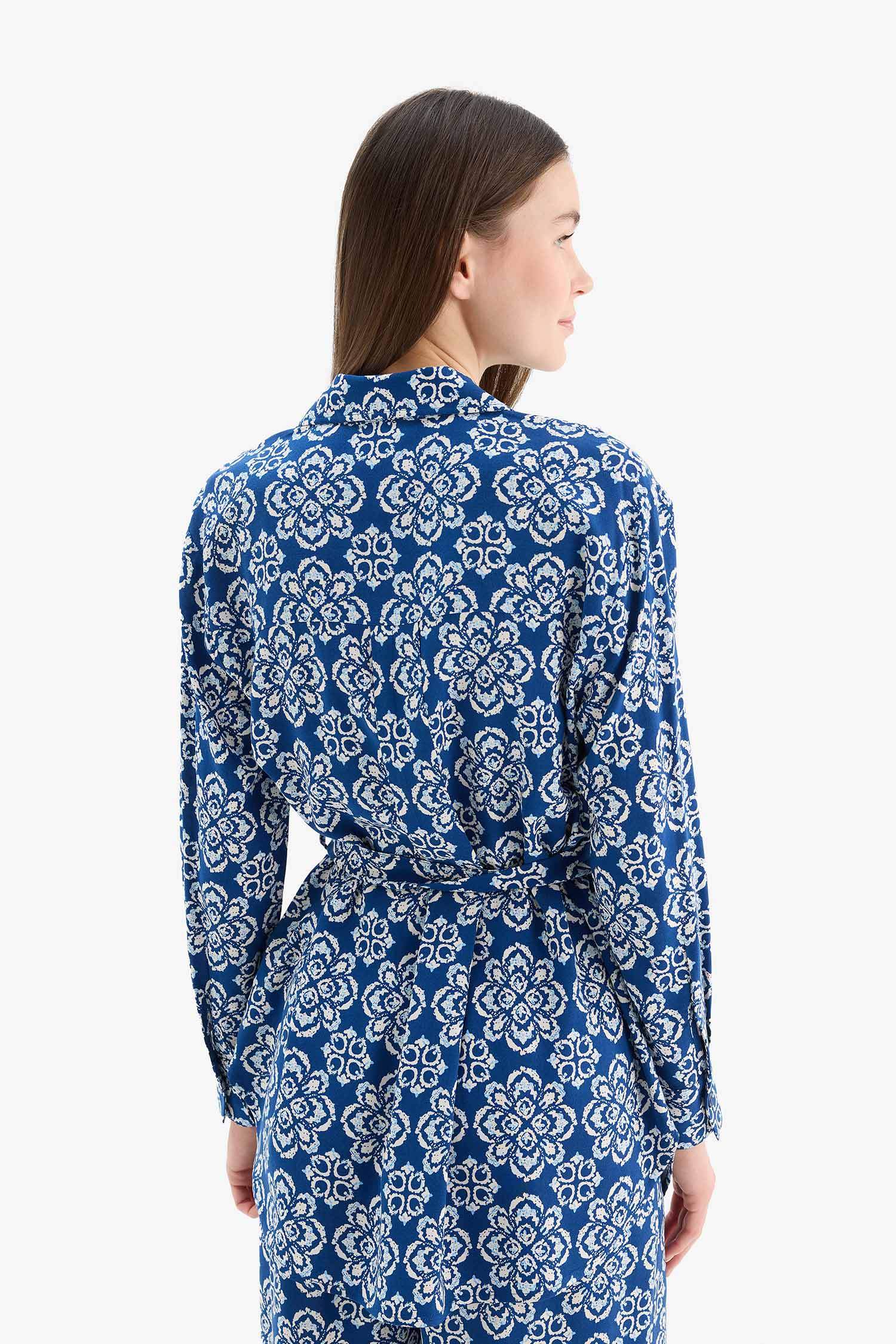 Relax Fit Desenli Viskon Uzun Kollu Tunik