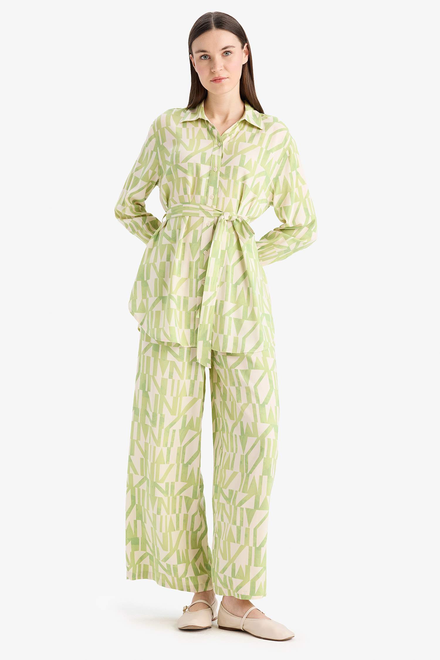 سروال فيسكوز واسع مطبوع