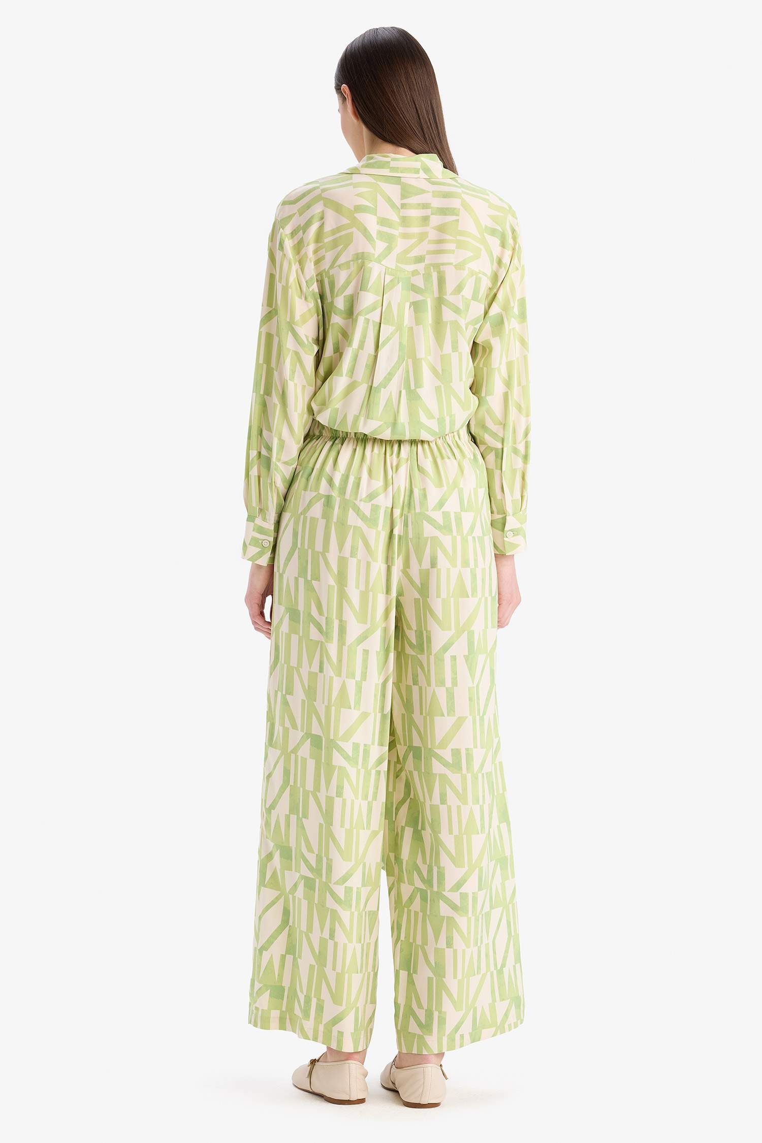 Wide Leg Printed Viscose Trousers