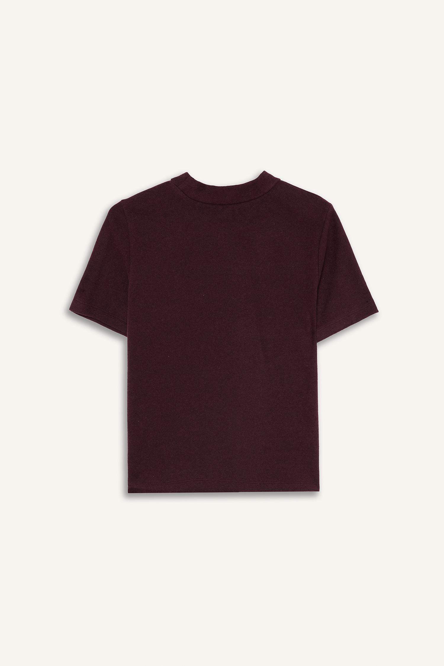 Slim Fit Dar Kesim Yarım Balıkçı Yaka Kısa Kollu Tişört