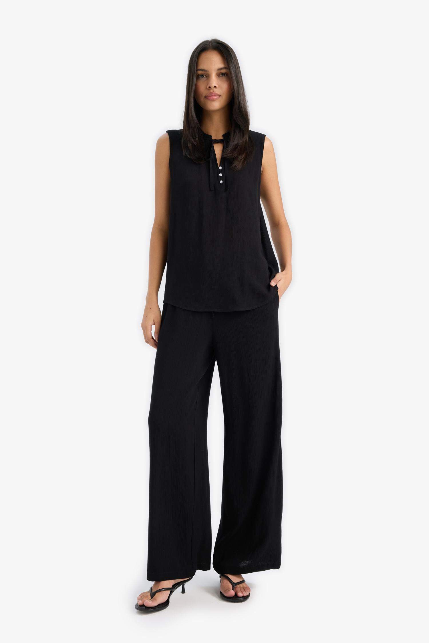 Regular Fit Beli Lastikli Bağcıklı Plaj Pantolonu-Fall in Love