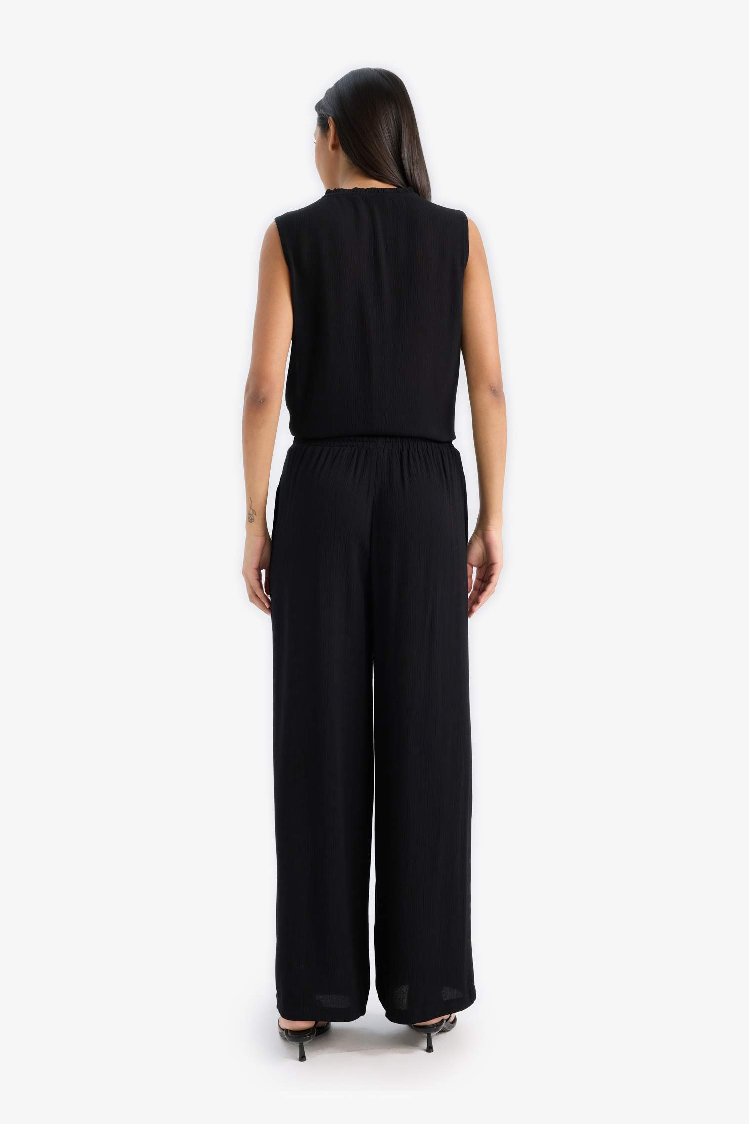 Regular Fit Beli Lastikli Bağcıklı Plaj Pantolonu-Fall in Love