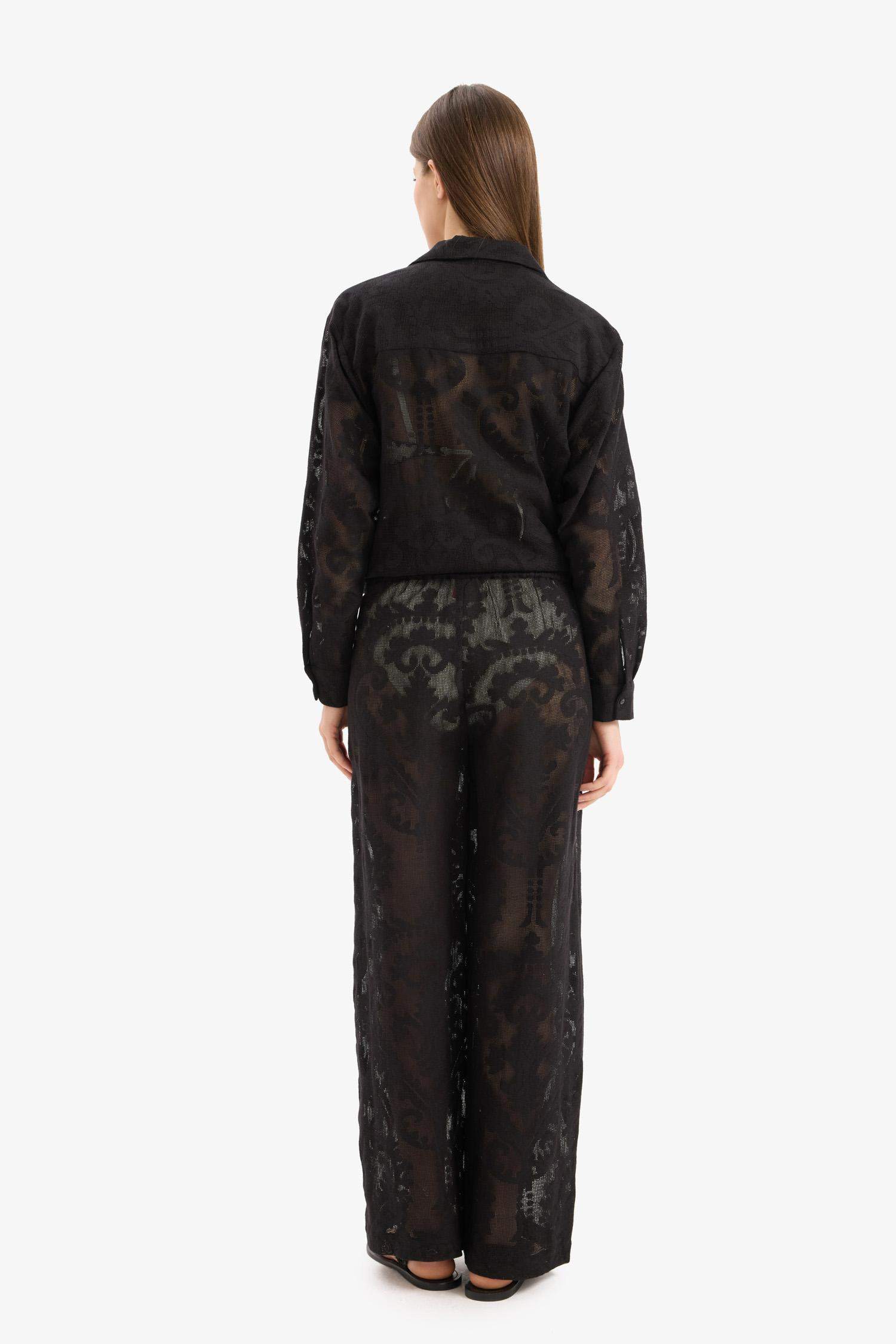 Dantelli Beli Lastikli Beyaz Plaj Pantolonu-Fall in Love