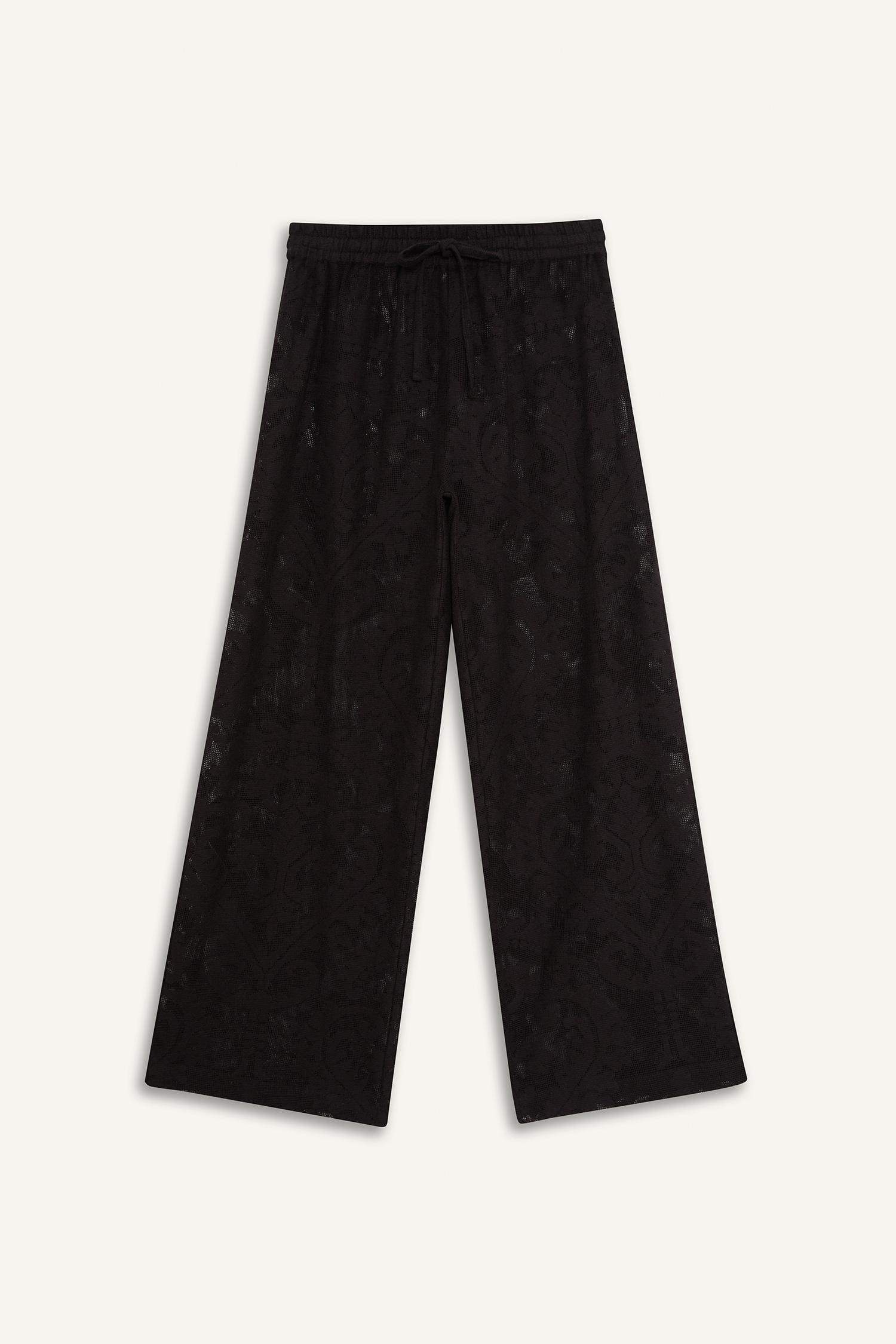 Dantelli Beli Lastikli Beyaz Plaj Pantolonu-Fall in Love