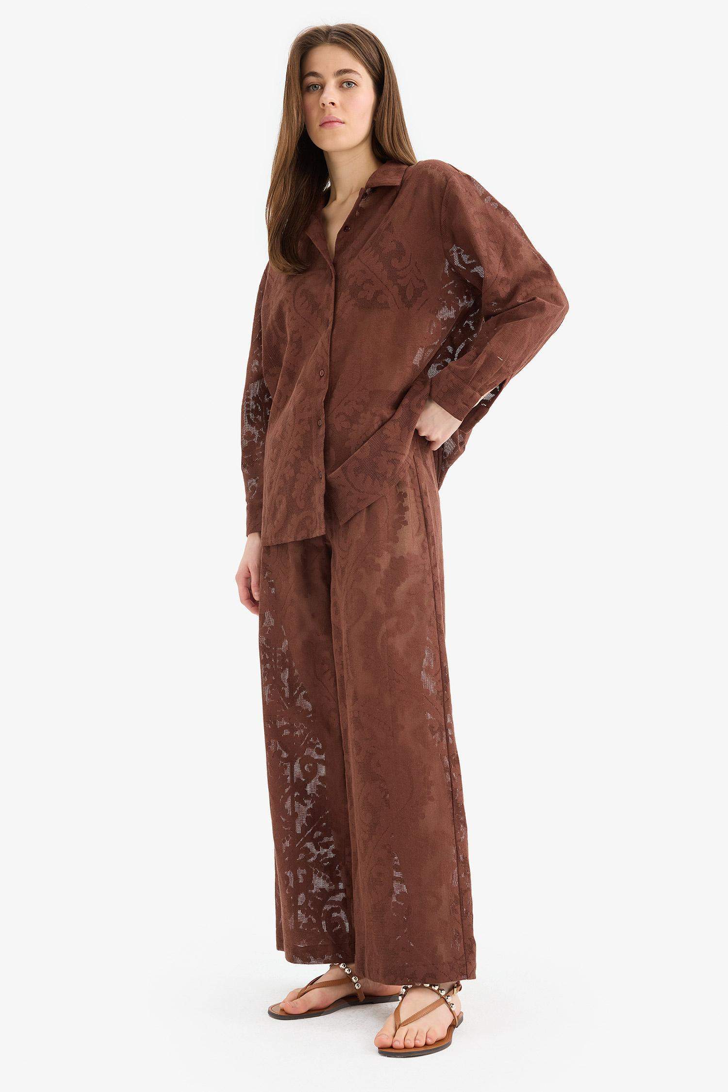 Beli Lastikli Dantel Plaj Pantolonu-Fall in Love