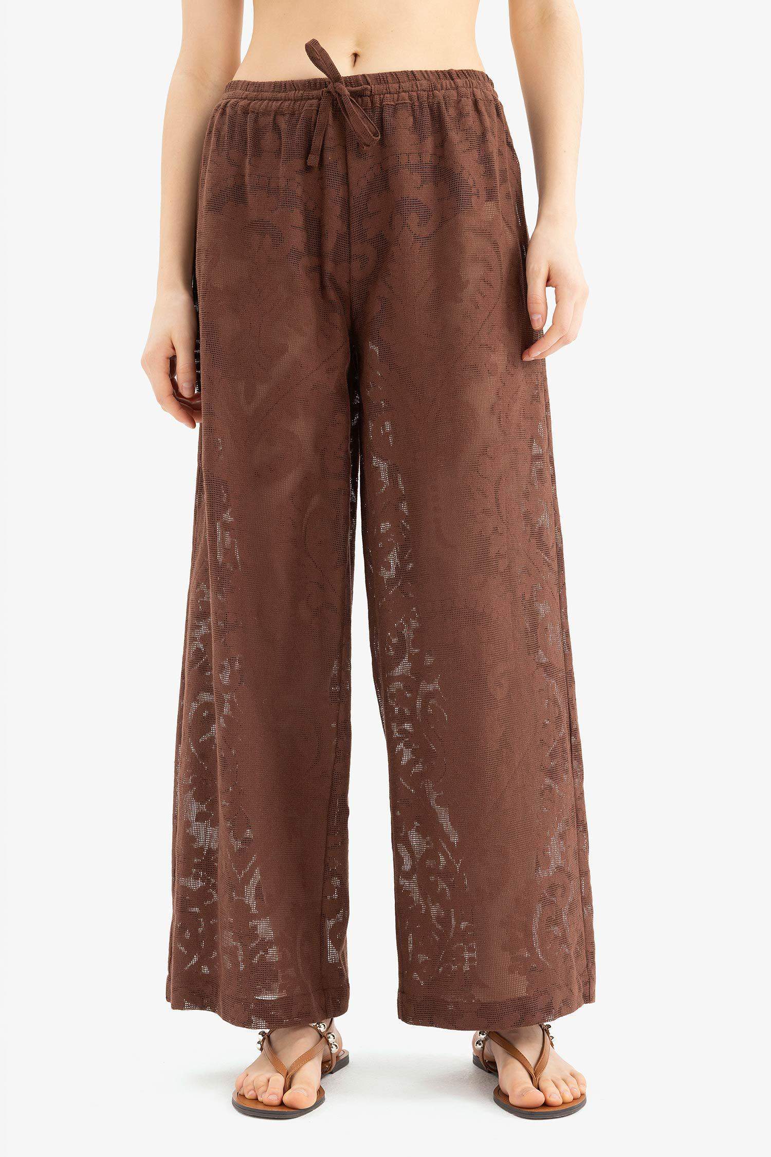 Beli Lastikli Dantel Plaj Pantolonu-Fall in Love