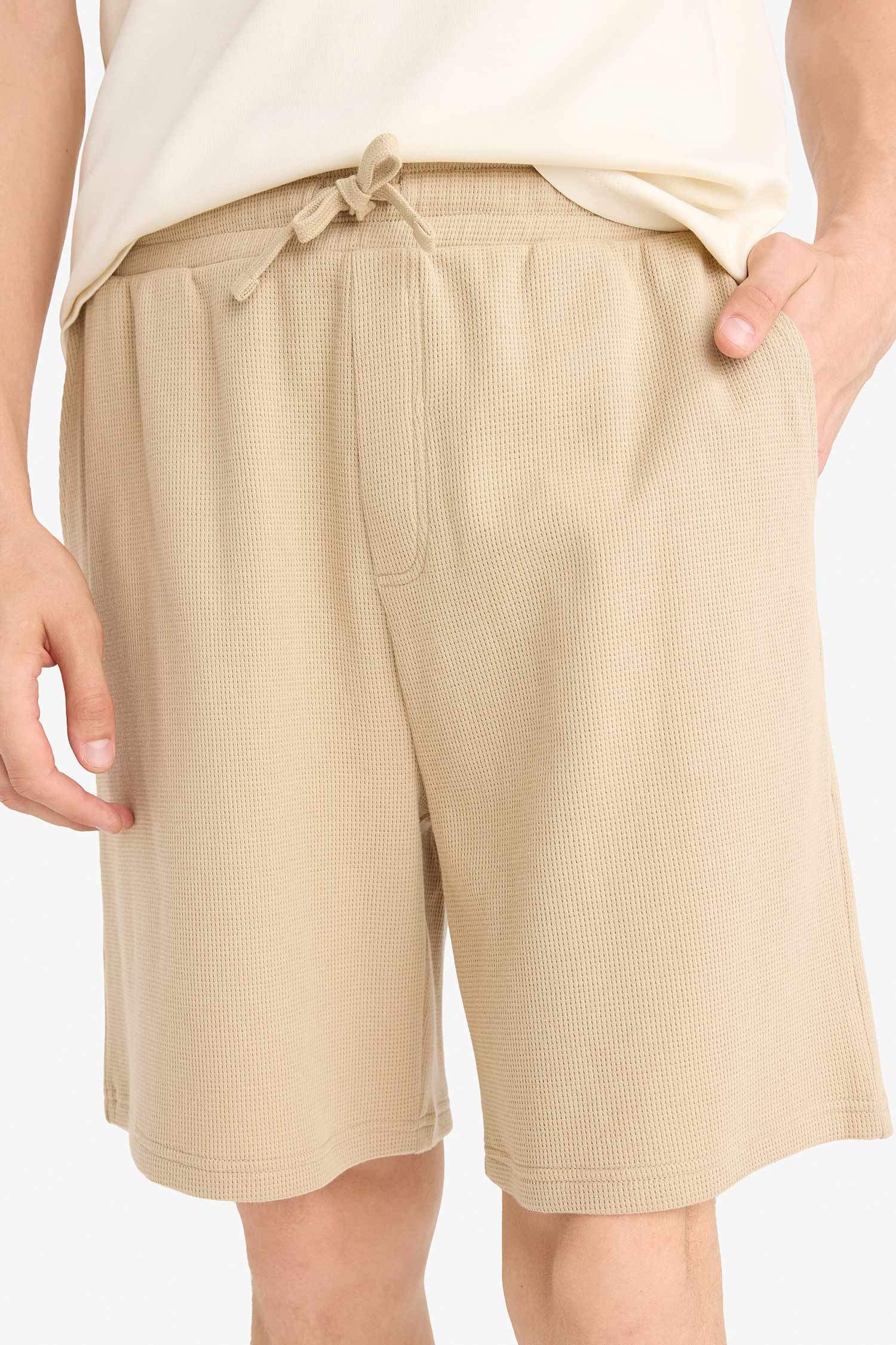 %100 Pamuk Regular Fit Waffle Şort
