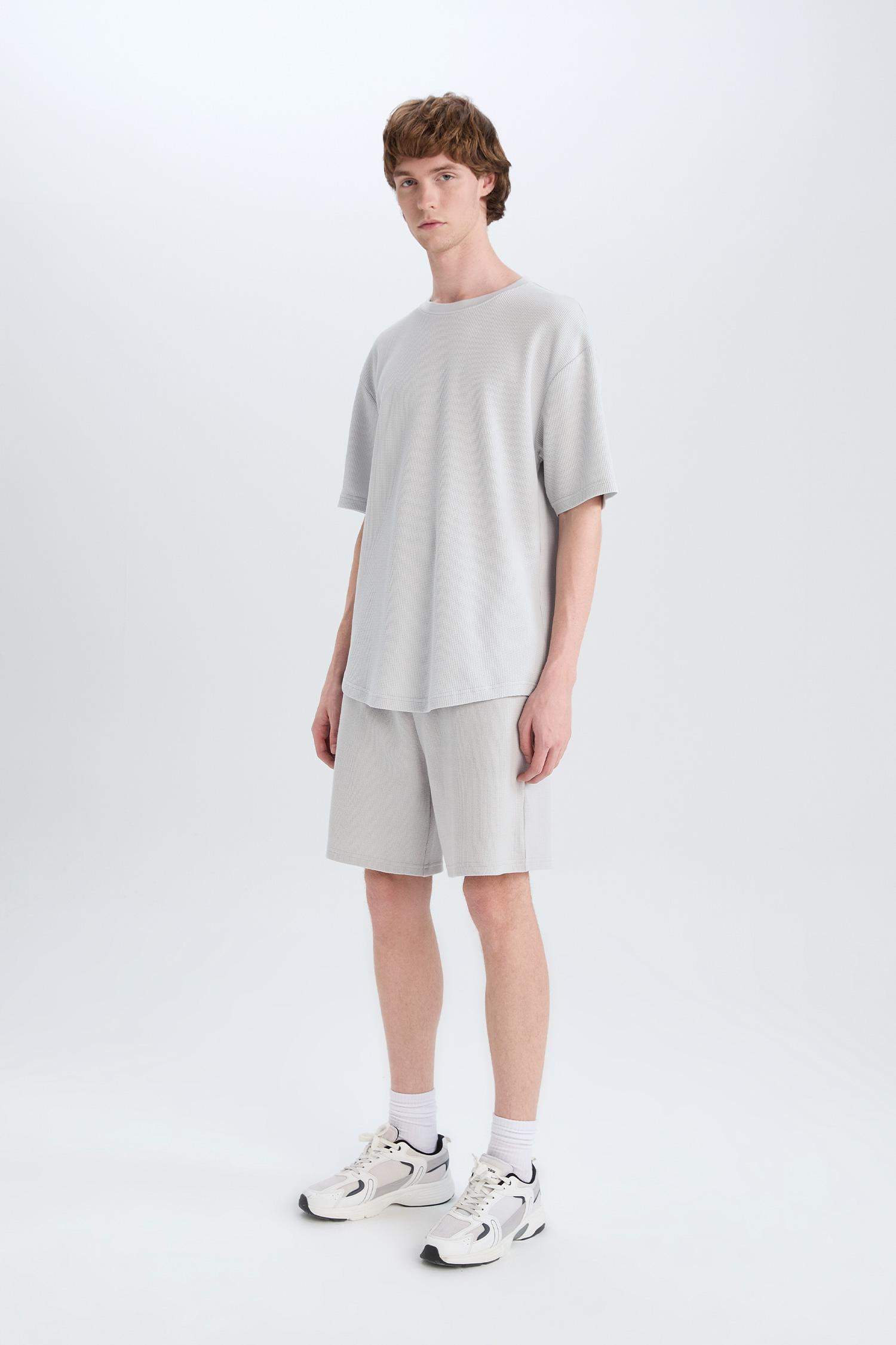 %100 Pamuk Regular Fit Waffle Şort