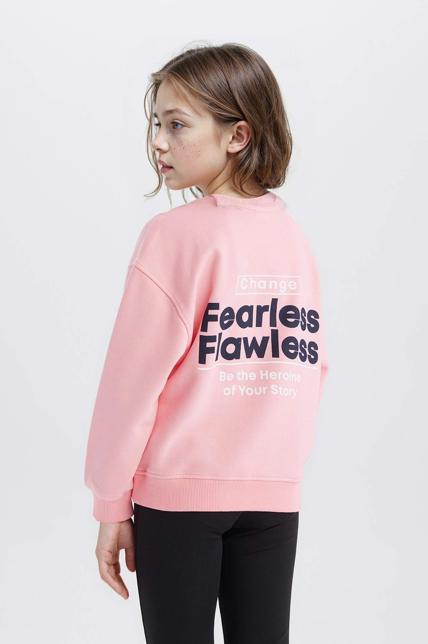 Girl Relax Fit Crew Neck Back Printed Sweatshirt