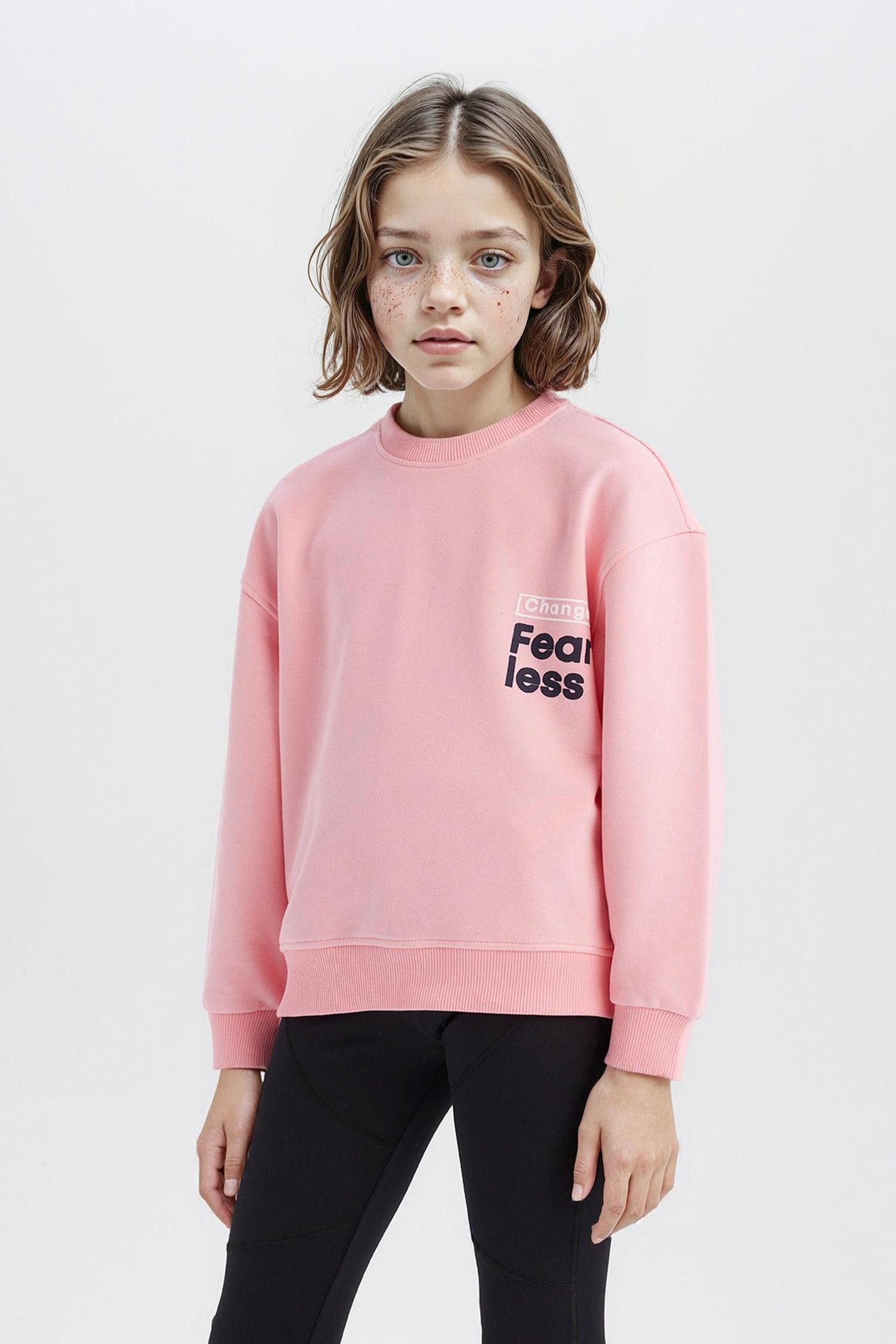 Girl Relax Fit Crew Neck Back Printed Sweatshirt