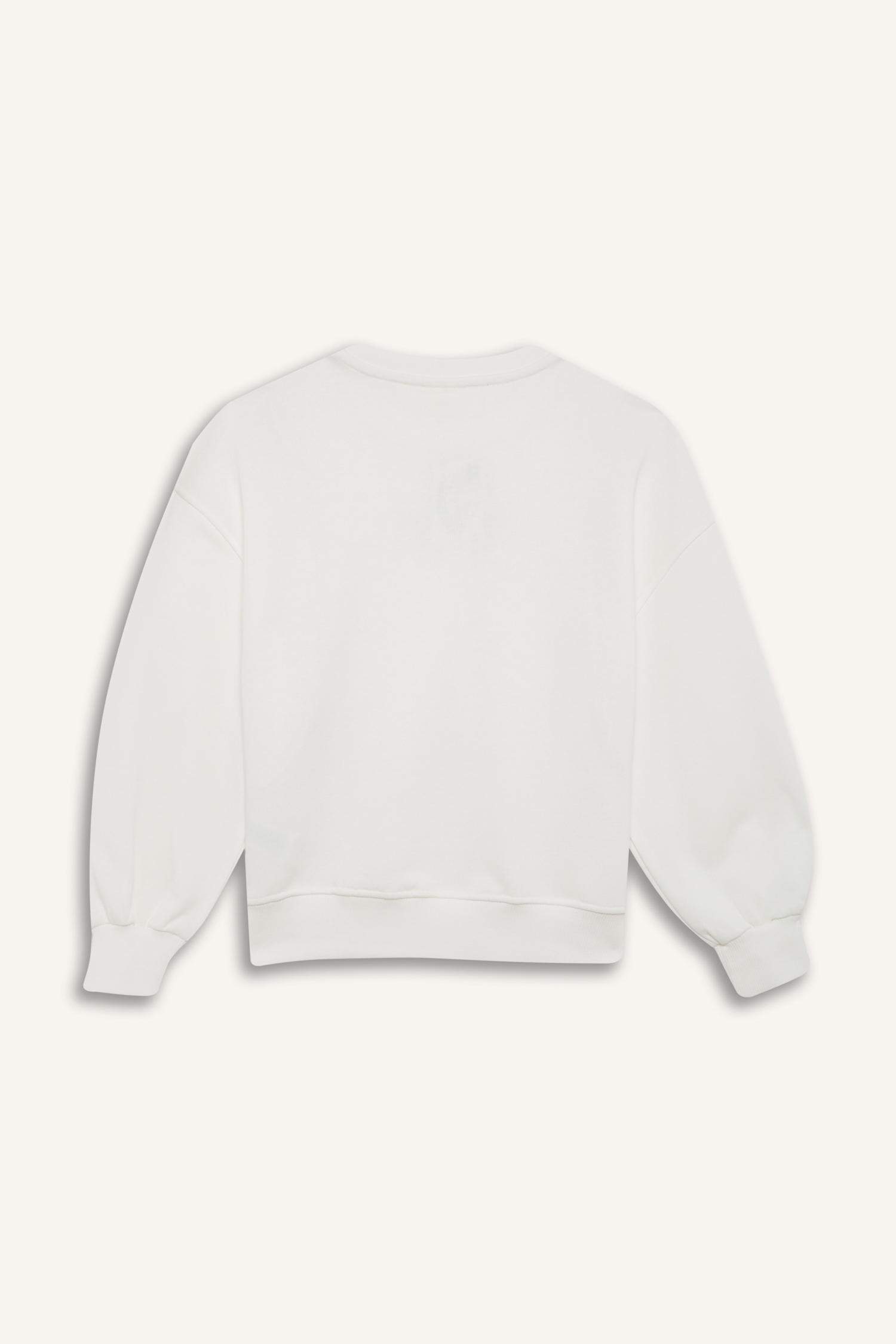 Kız Çocuk Oversize Geniş Kalıp Bisiklet Yaka Baskılı Sweatshirt