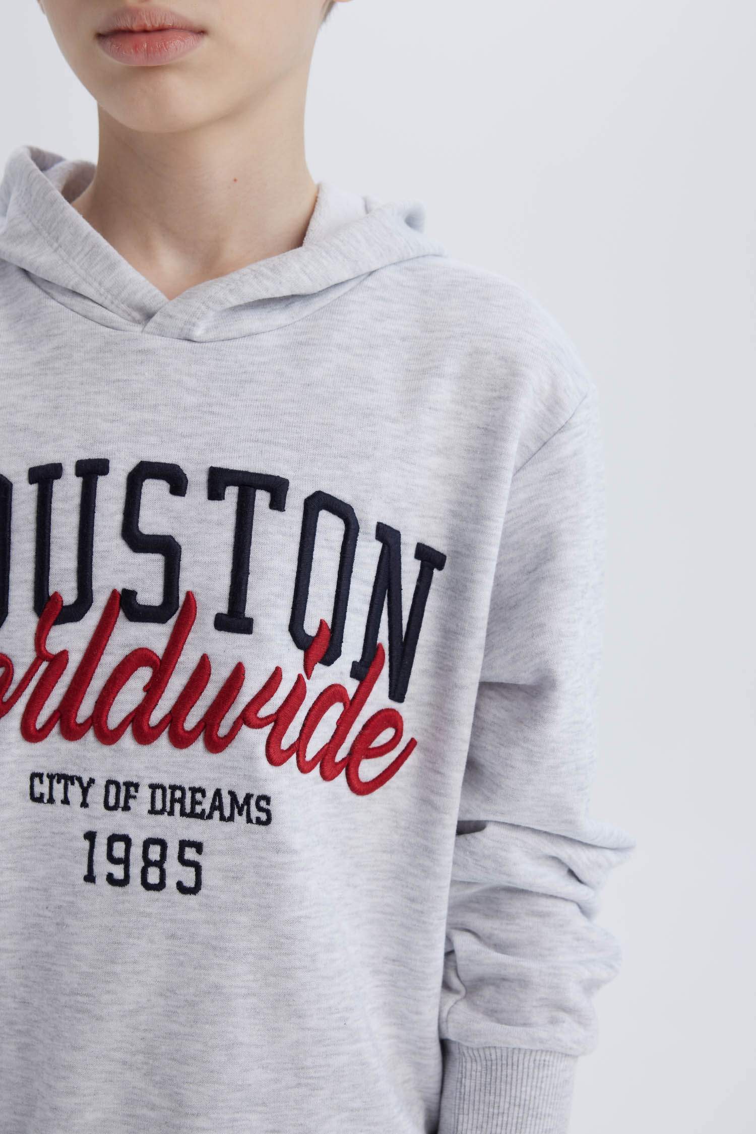 Erkek Çocuk 2'li Takım Kapüşonlu Baskılı Sweatshirt Beli Lastikli Eşofman Altı