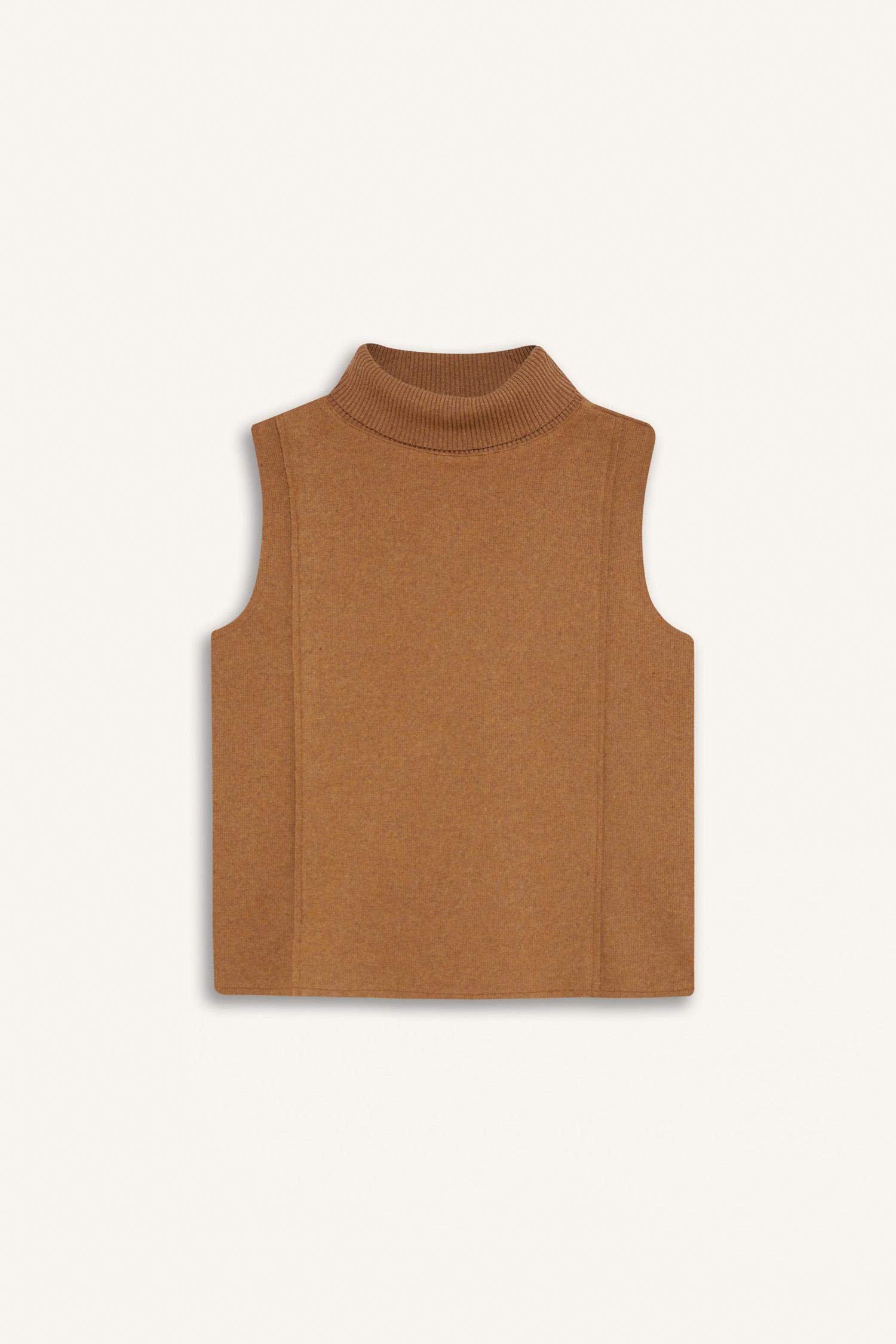 Regular Fit Balıkçı Yaka Kolsuz Bluz