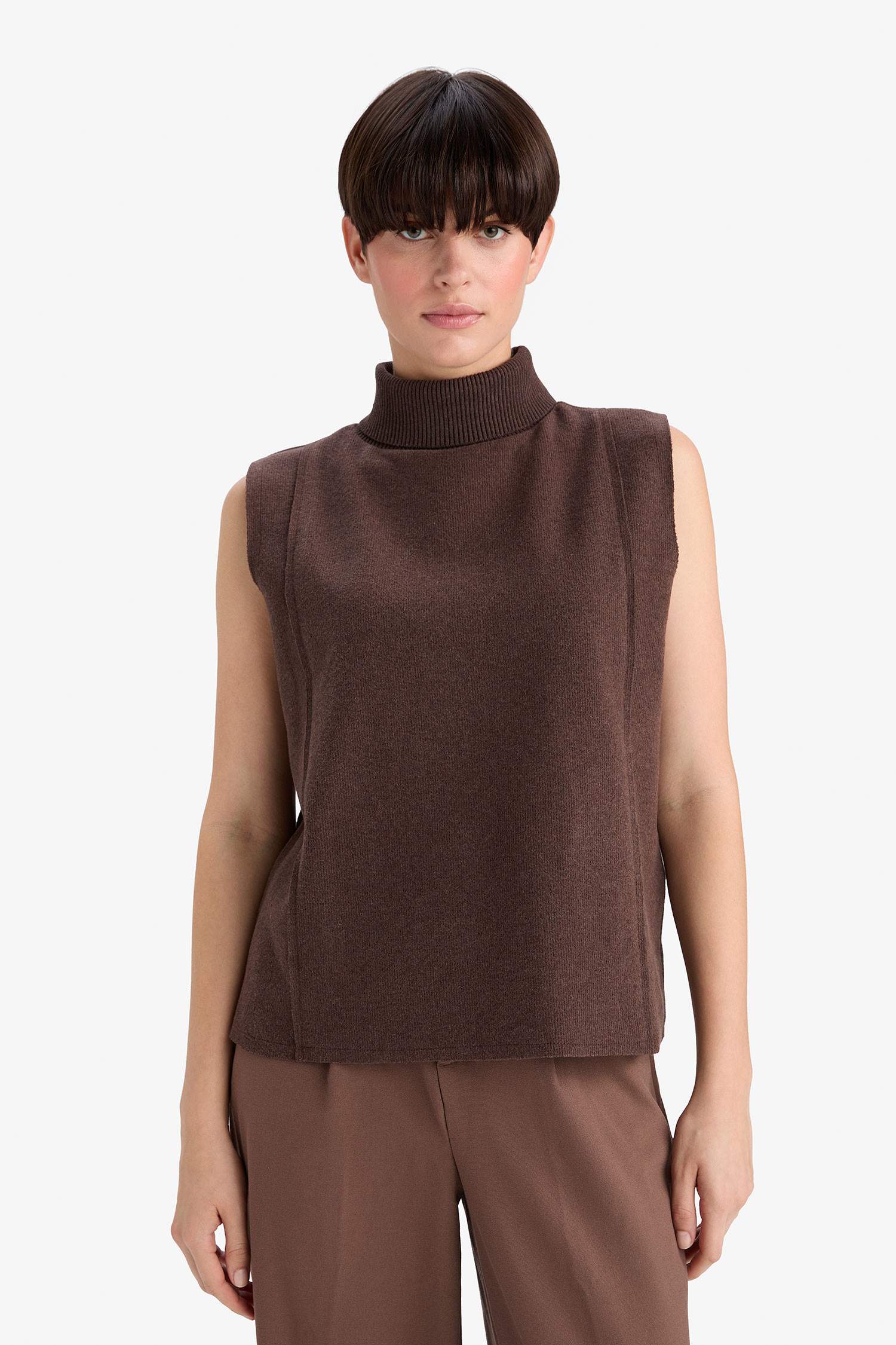 Regular Fit Turtleneck Tank Top