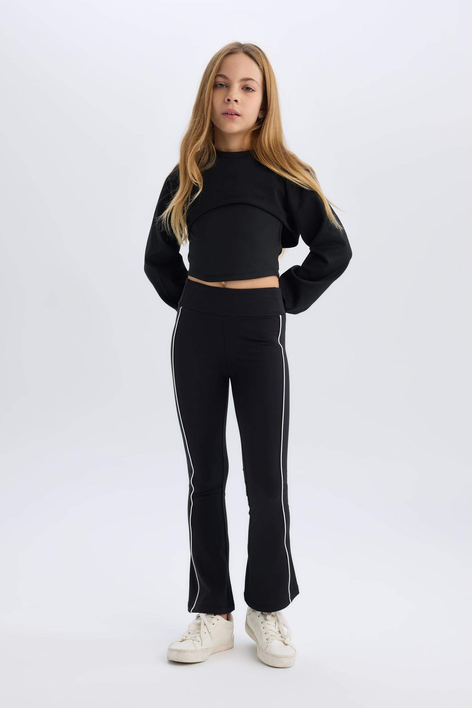 Длинные леггинсы для девочек с эластичным поясом