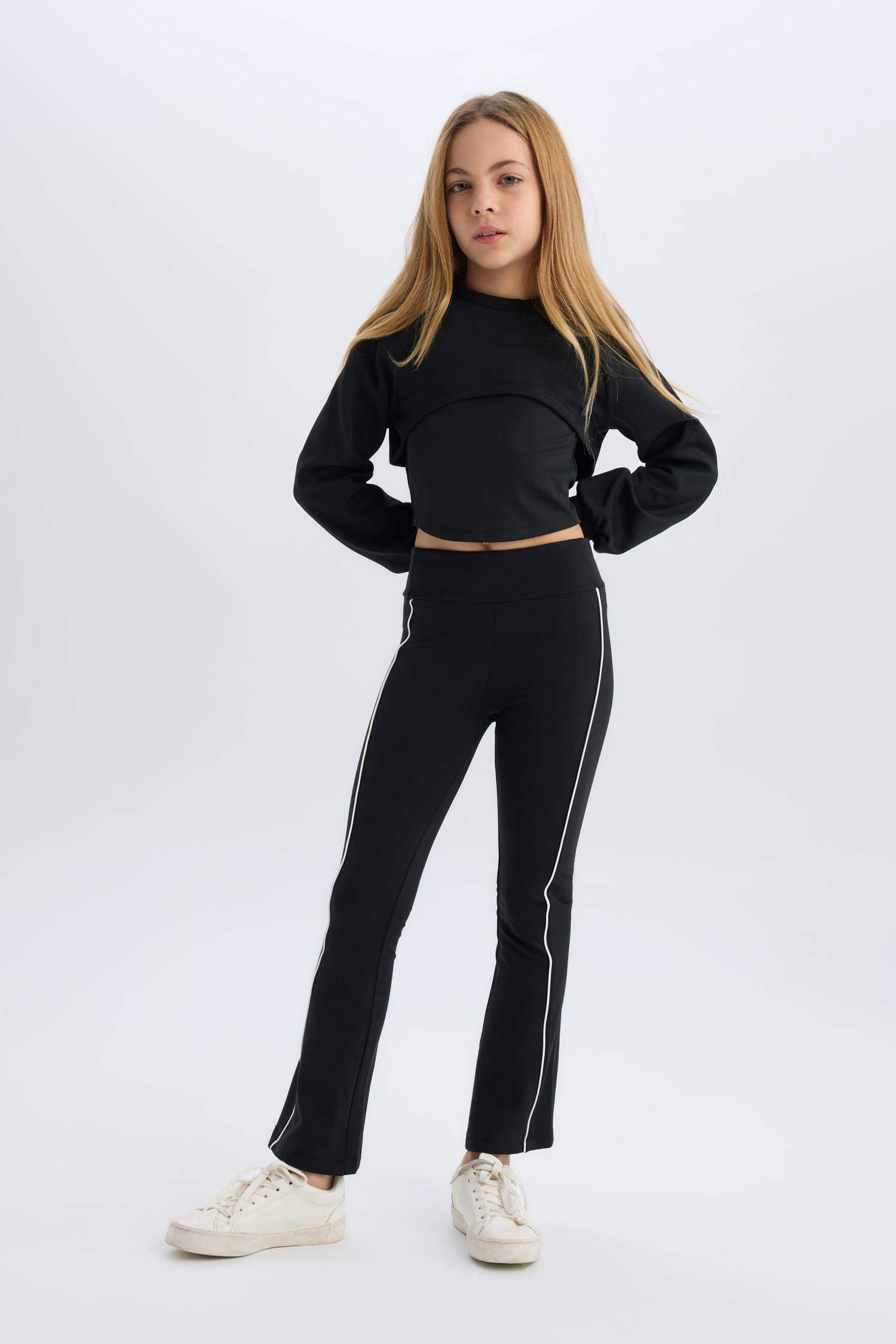 Длинные леггинсы для девочек с эластичным поясом