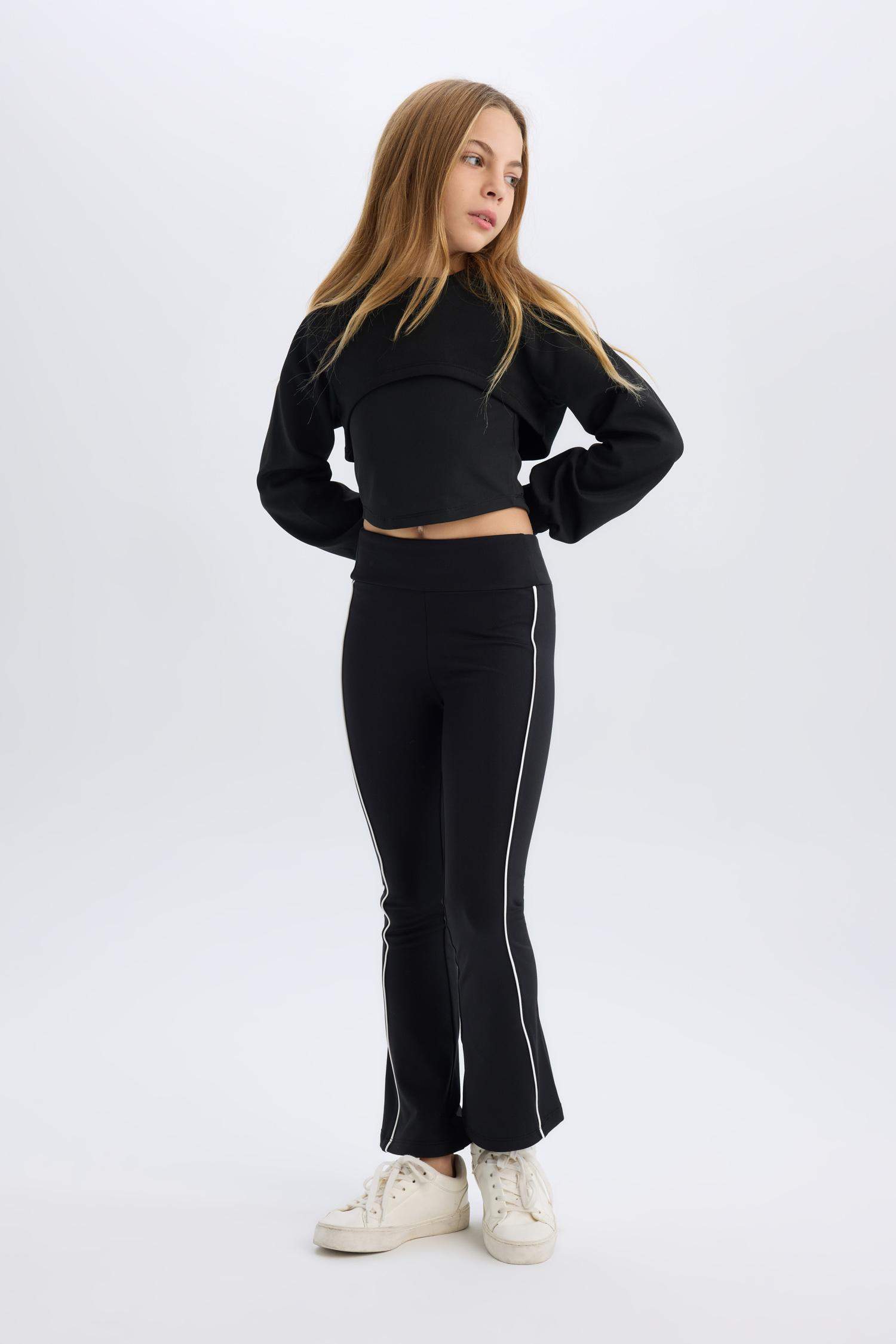 Длинные леггинсы для девочек с эластичным поясом