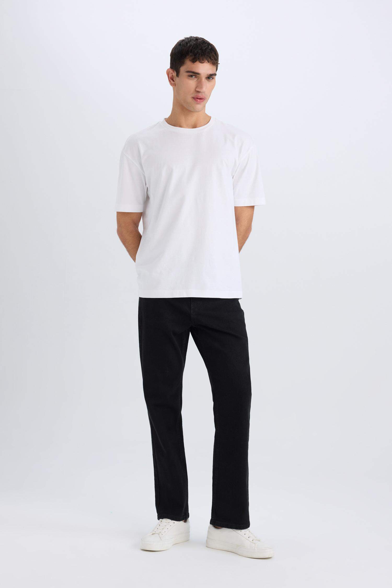 Diago Comfort Fit Rahat Kalıp Yüksek Bel Geniş Paça Siyah Jean Pantolon