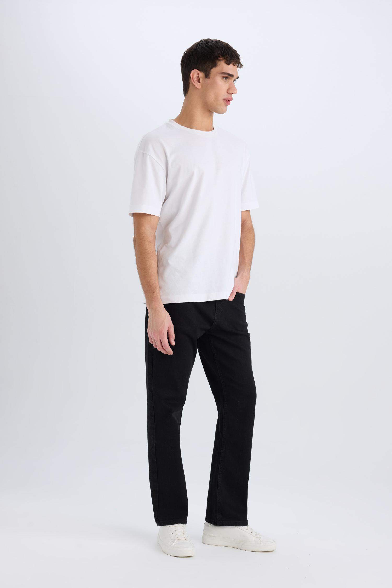 Diago Comfort Fit Rahat Kalıp Yüksek Bel Geniş Paça Siyah Jean Pantolon