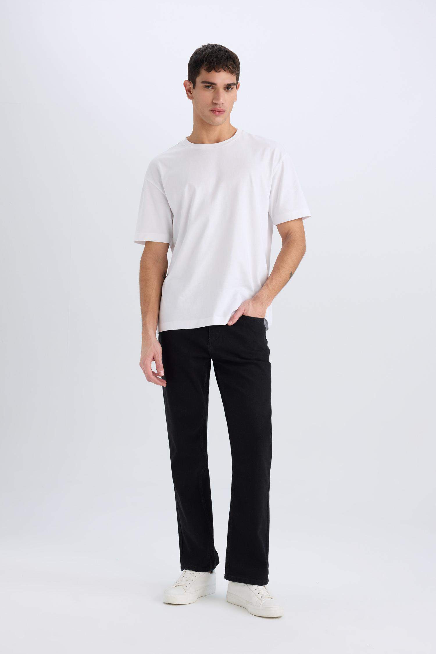 Diago Comfort Fit Rahat Kalıp Yüksek Bel Geniş Paça Siyah Jean Pantolon