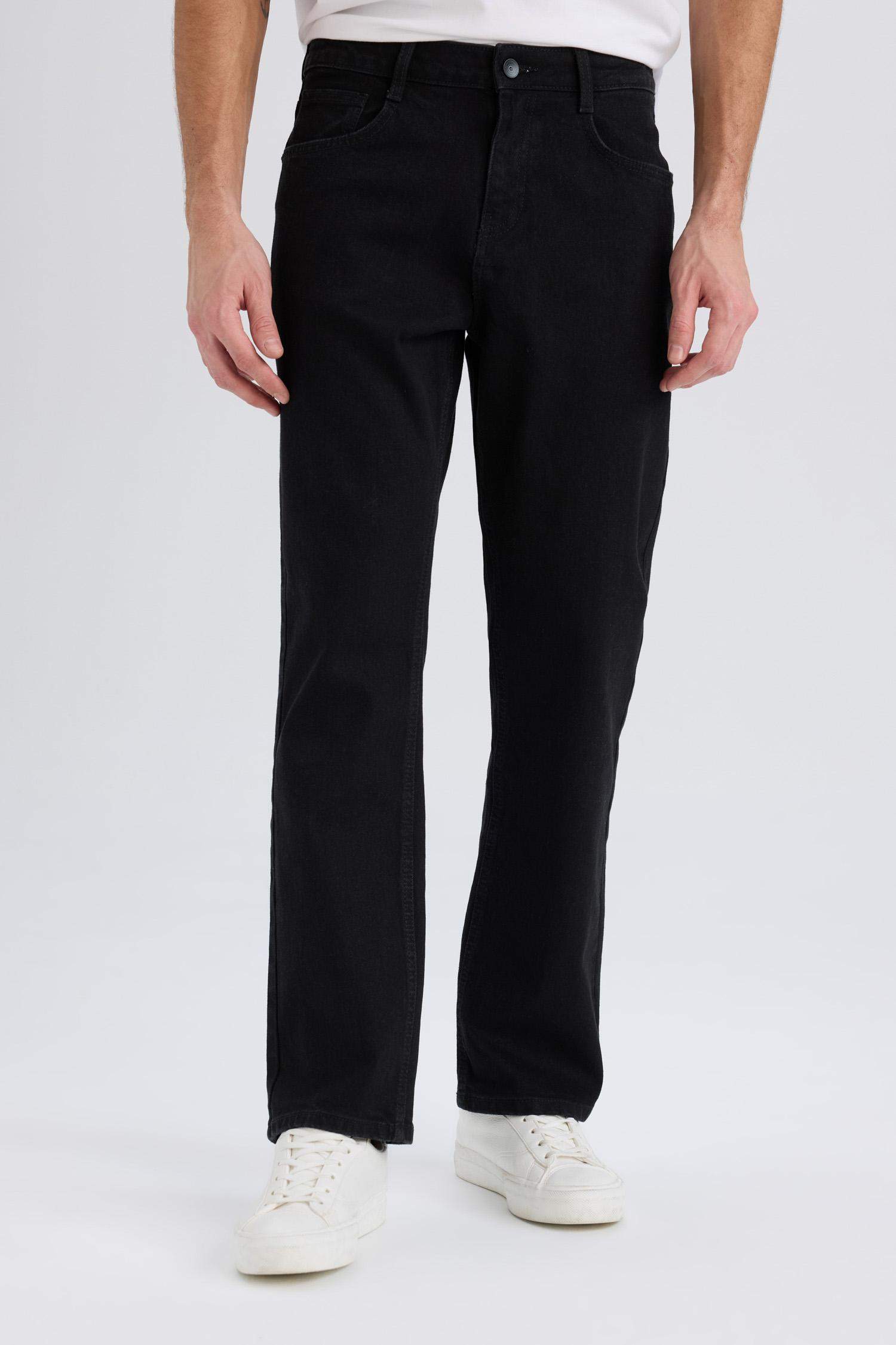 Diago Comfort Fit Rahat Kalıp Yüksek Bel Geniş Paça Siyah Jean Pantolon