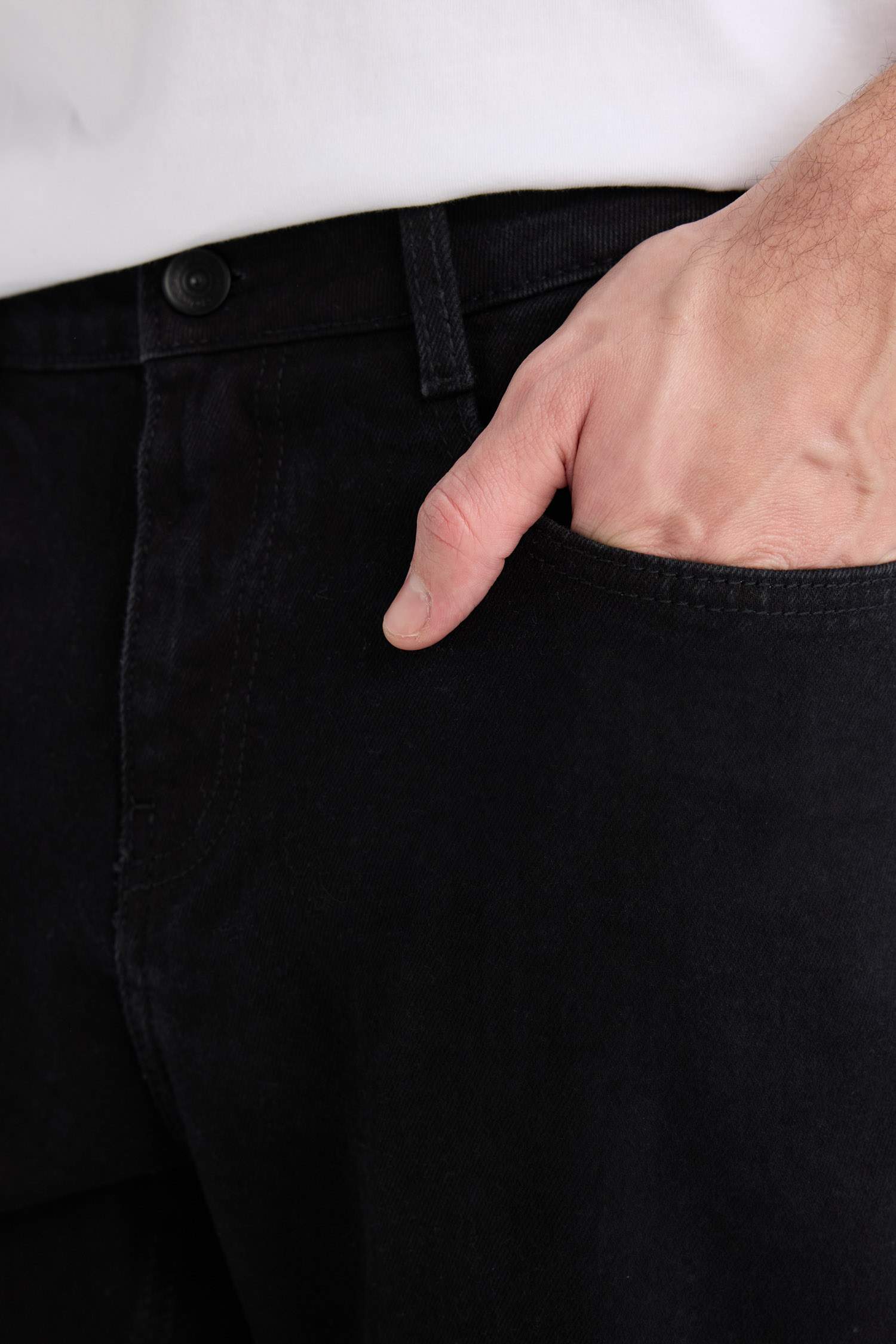 Diago Comfort Fit Rahat Kalıp Yüksek Bel Geniş Paça Siyah Jean Pantolon