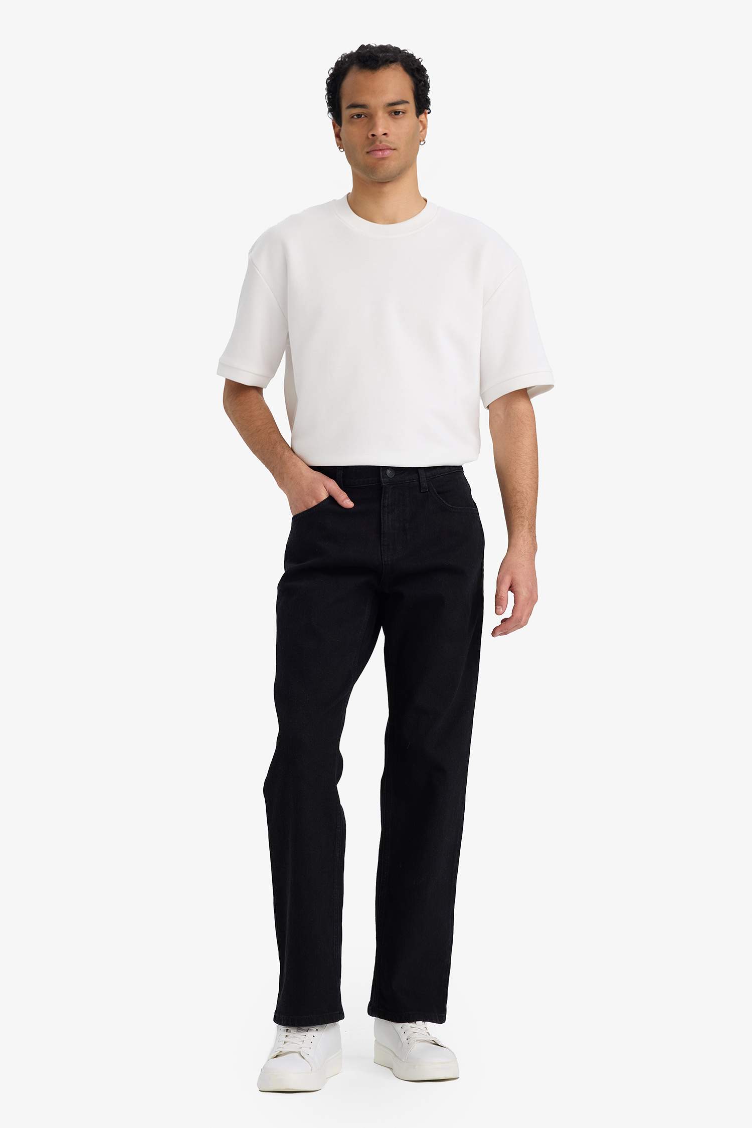 Diago Comfort Fit Yüksek Bel Geniş Paça Düz Paça Jean Pantolon