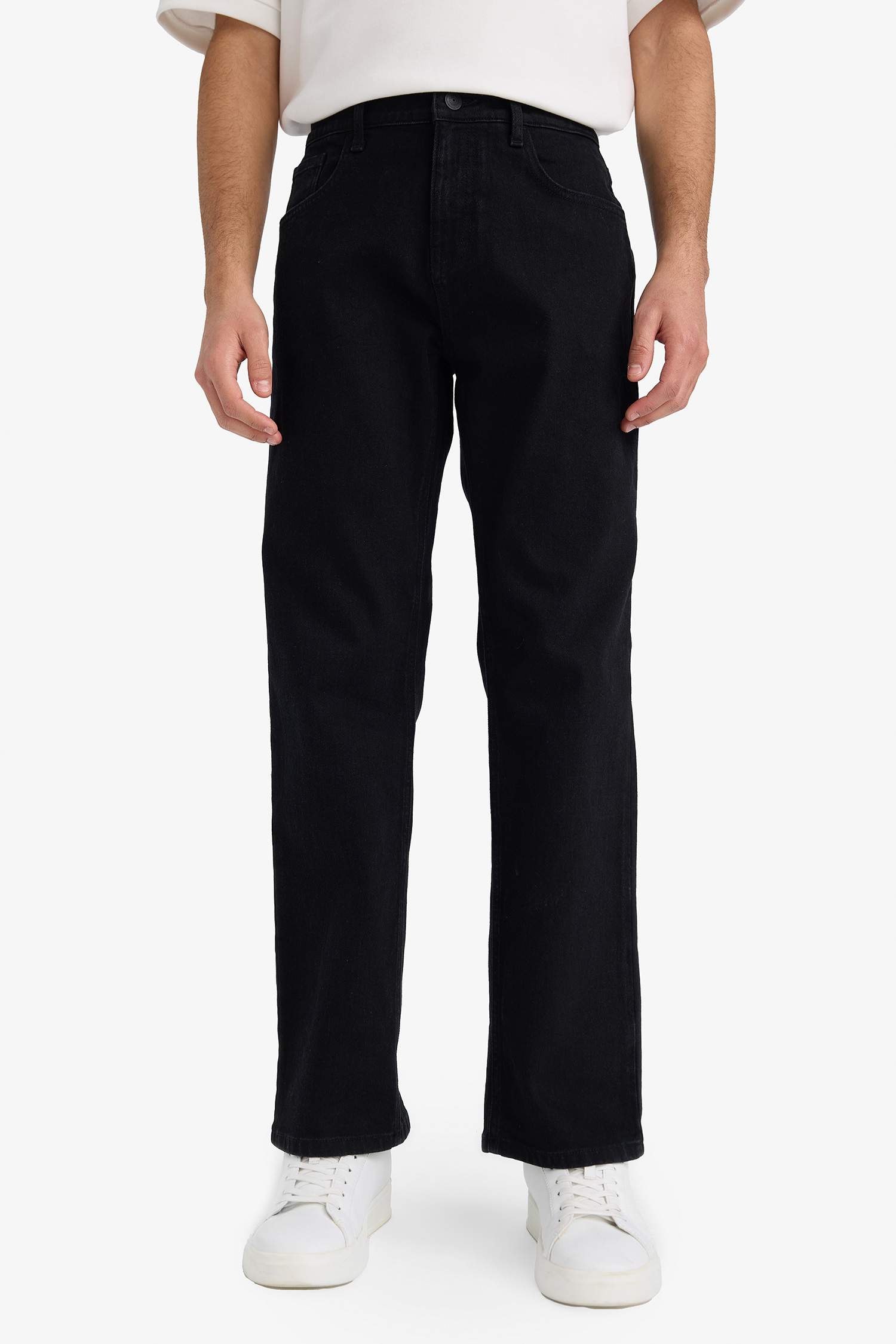 Diago Comfort Fit Yüksek Bel Geniş Paça Düz Paça Jean Pantolon