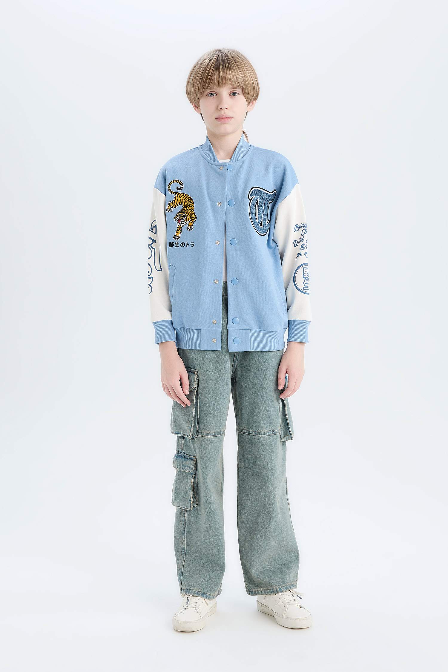 Boy Printed College Collar Bomber Jacket