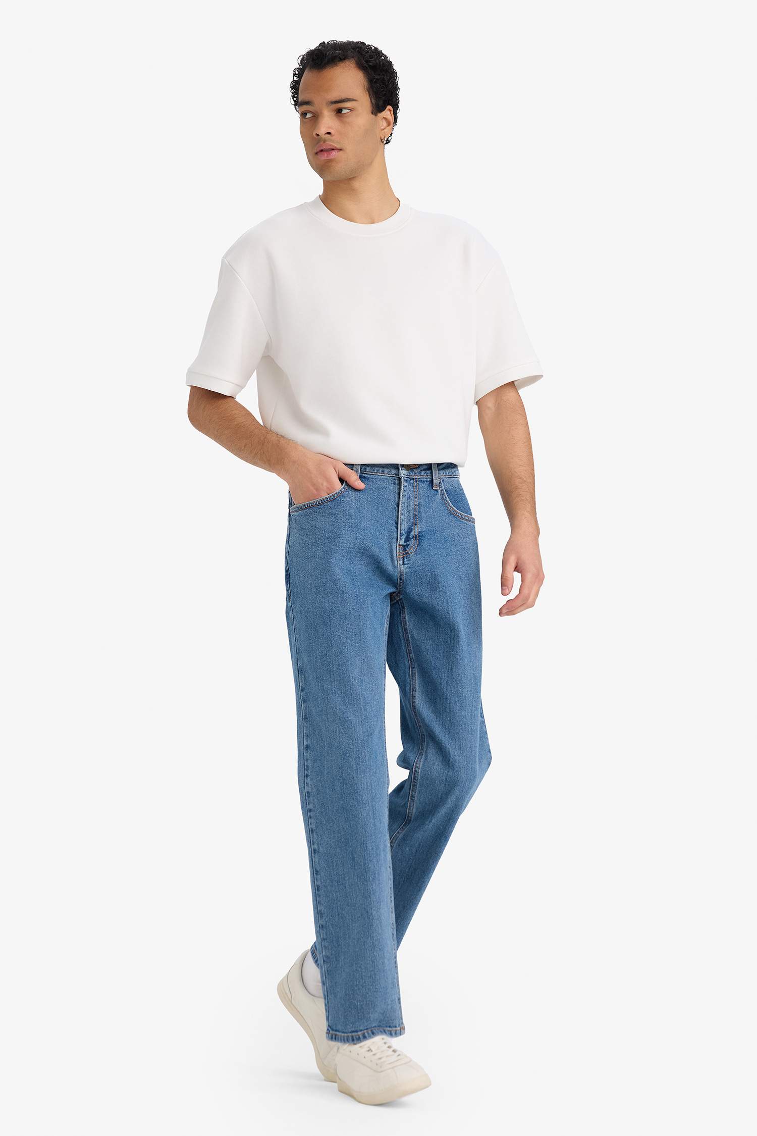 Diago Comfort Fit Yüksek Bel Geniş Paça Düz Paça Jean Pantolon