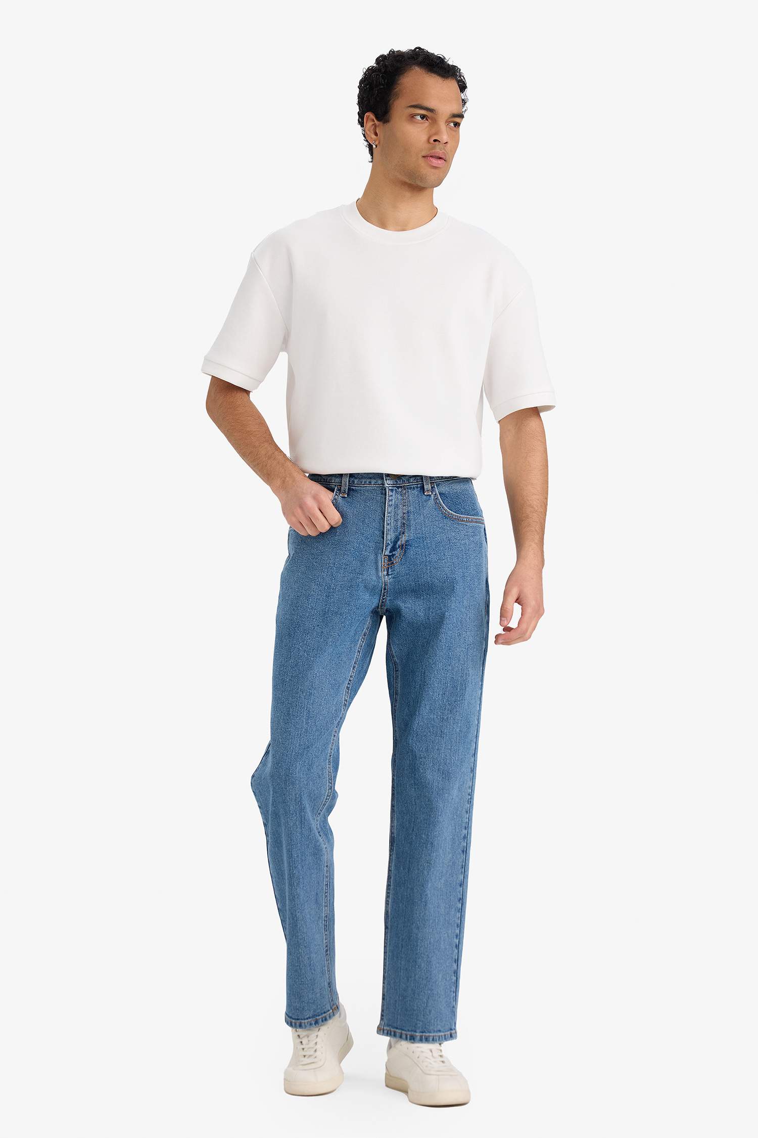 Diago Comfort Fit Yüksek Bel Geniş Paça Düz Paça Jean Pantolon