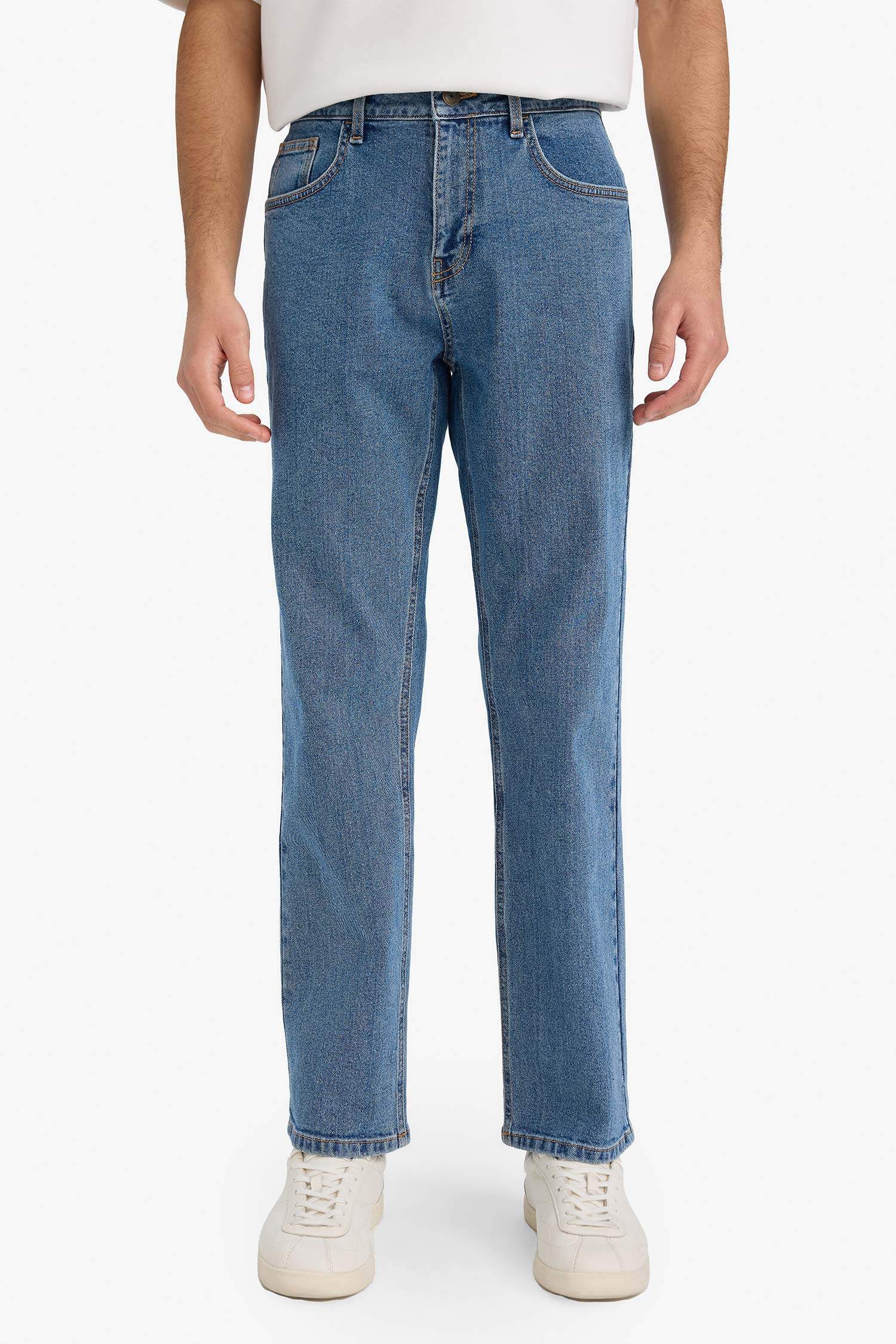 Diago Comfort Fit Yüksek Bel Geniş Paça Düz Paça Jean Pantolon