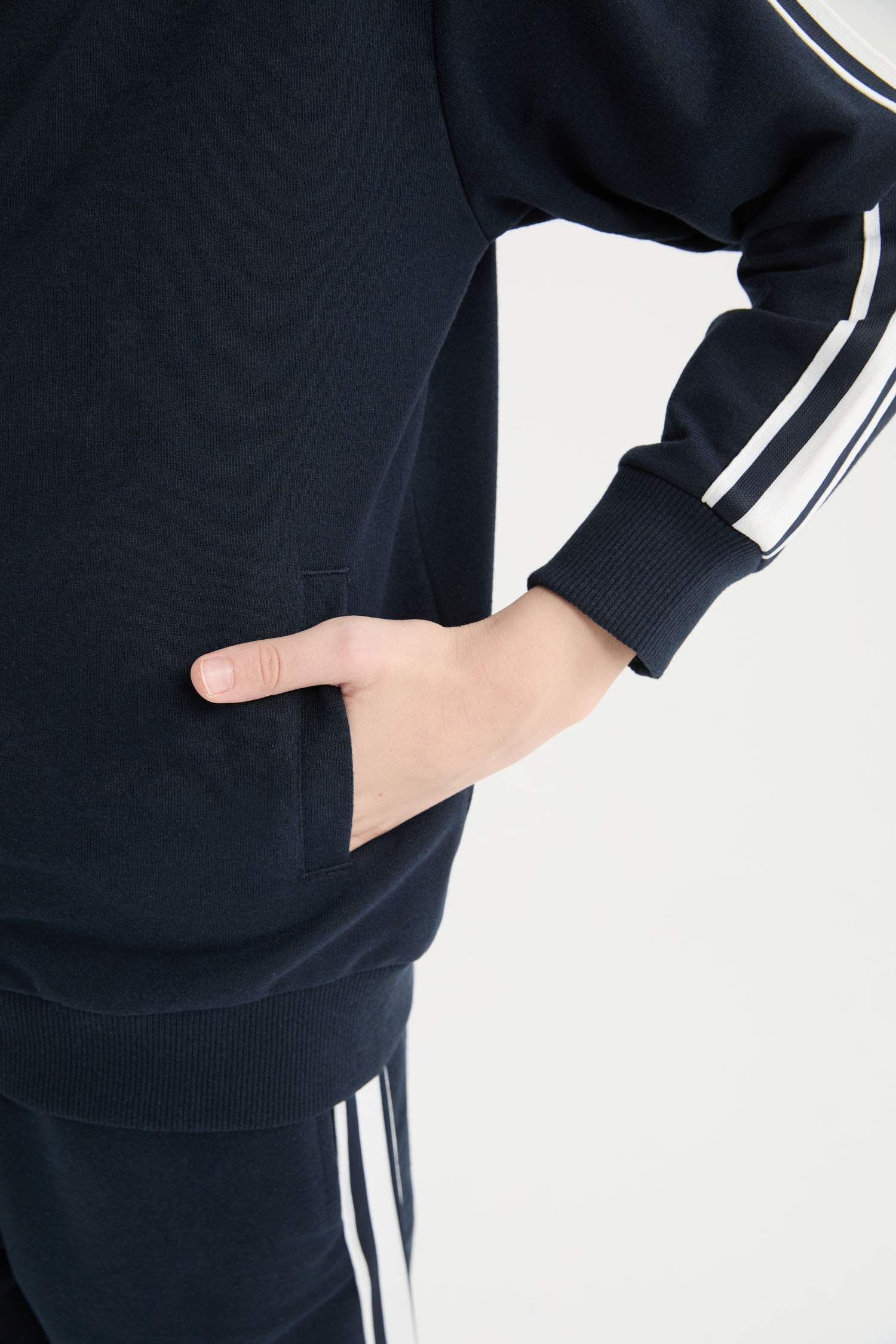 Erkek Çocuk 2'li Takım Kolej Yaka Fermuarlı Bomber Ceket Beli Lastikli Eşofman Altı