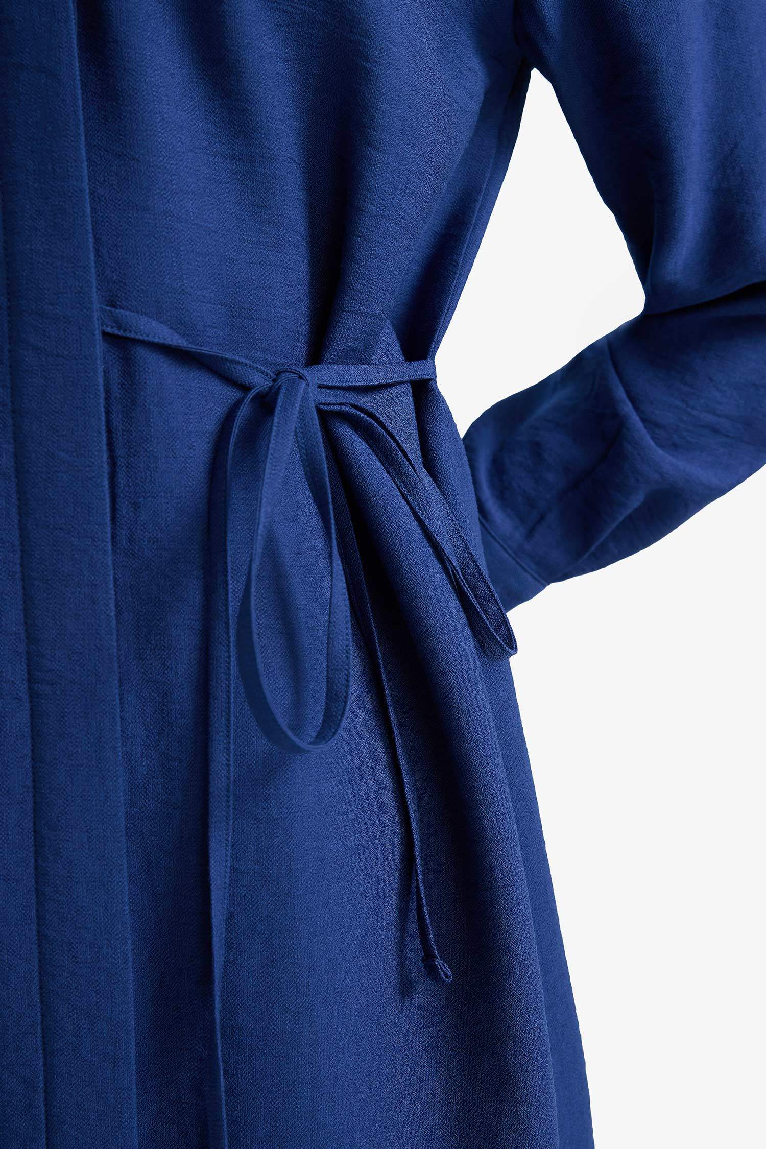 Regular Fit Shirt Collar Gathered Below Knee Tunic